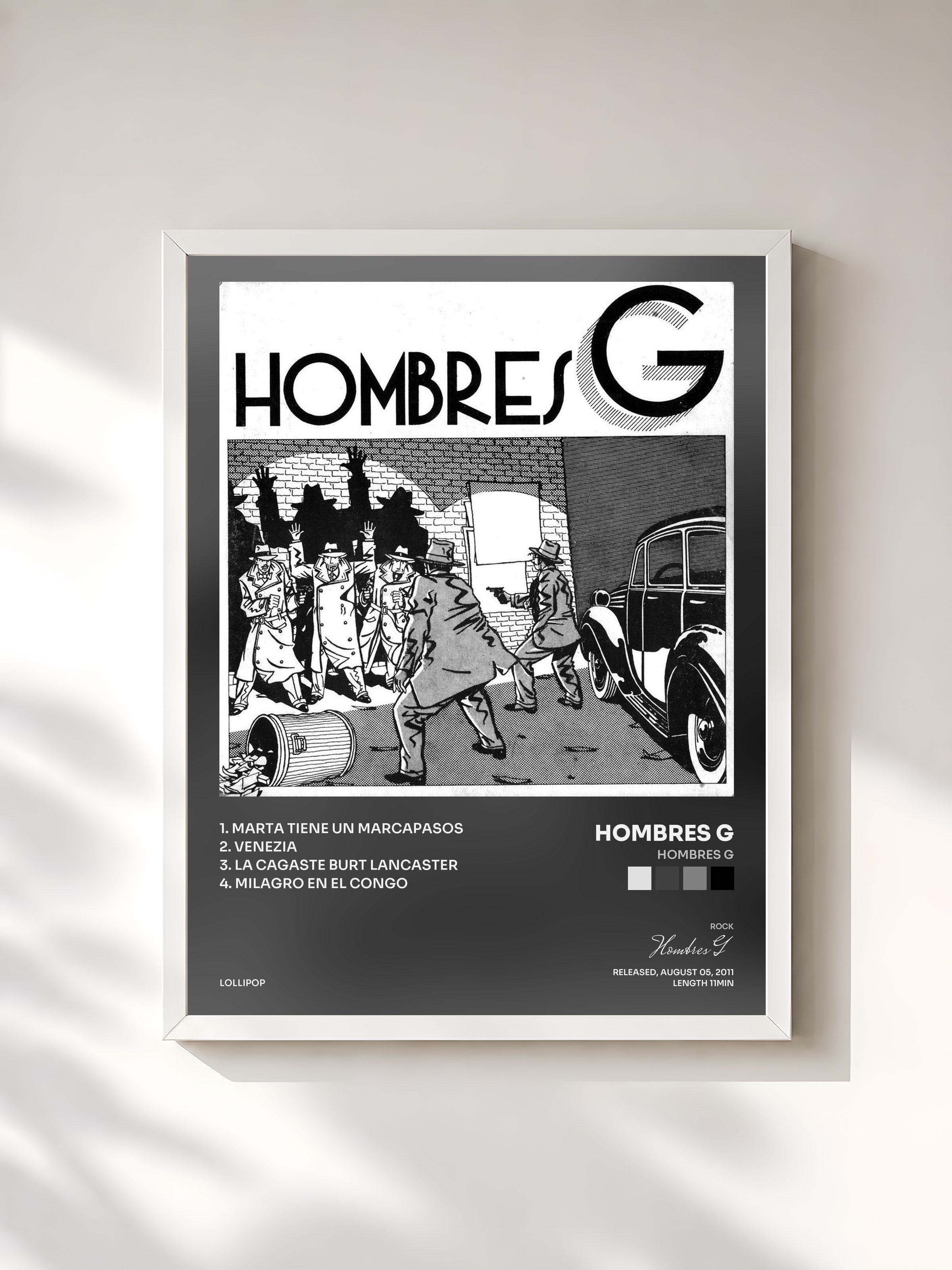 #blanc Tableau de l'album Hombres G de Hombres G, cadre blanc, imprimé et encadré en France