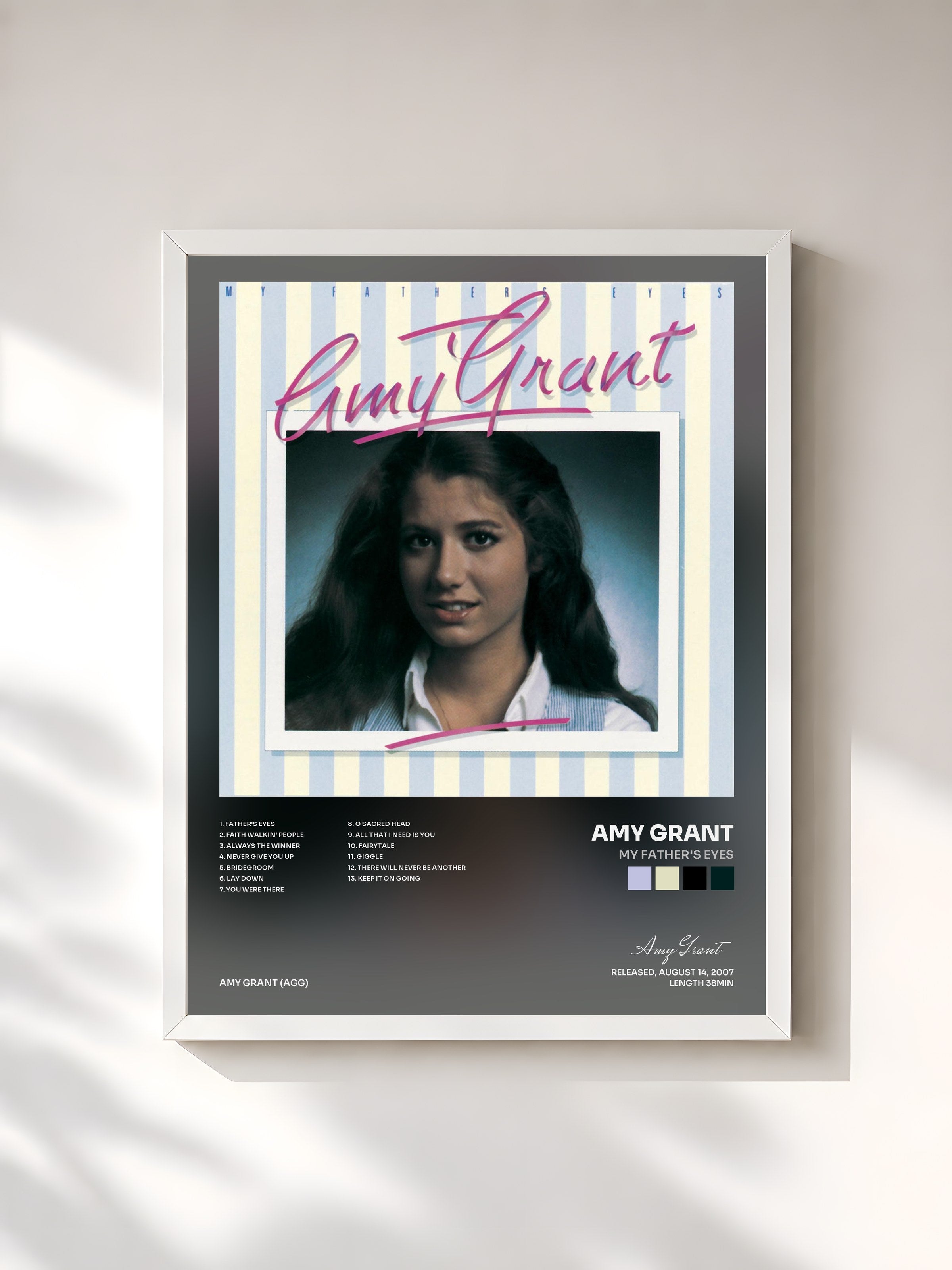 #blanc Tableau de l'album My Father's Eyes de Amy Grant, cadre blanc, imprimé et encadré en France