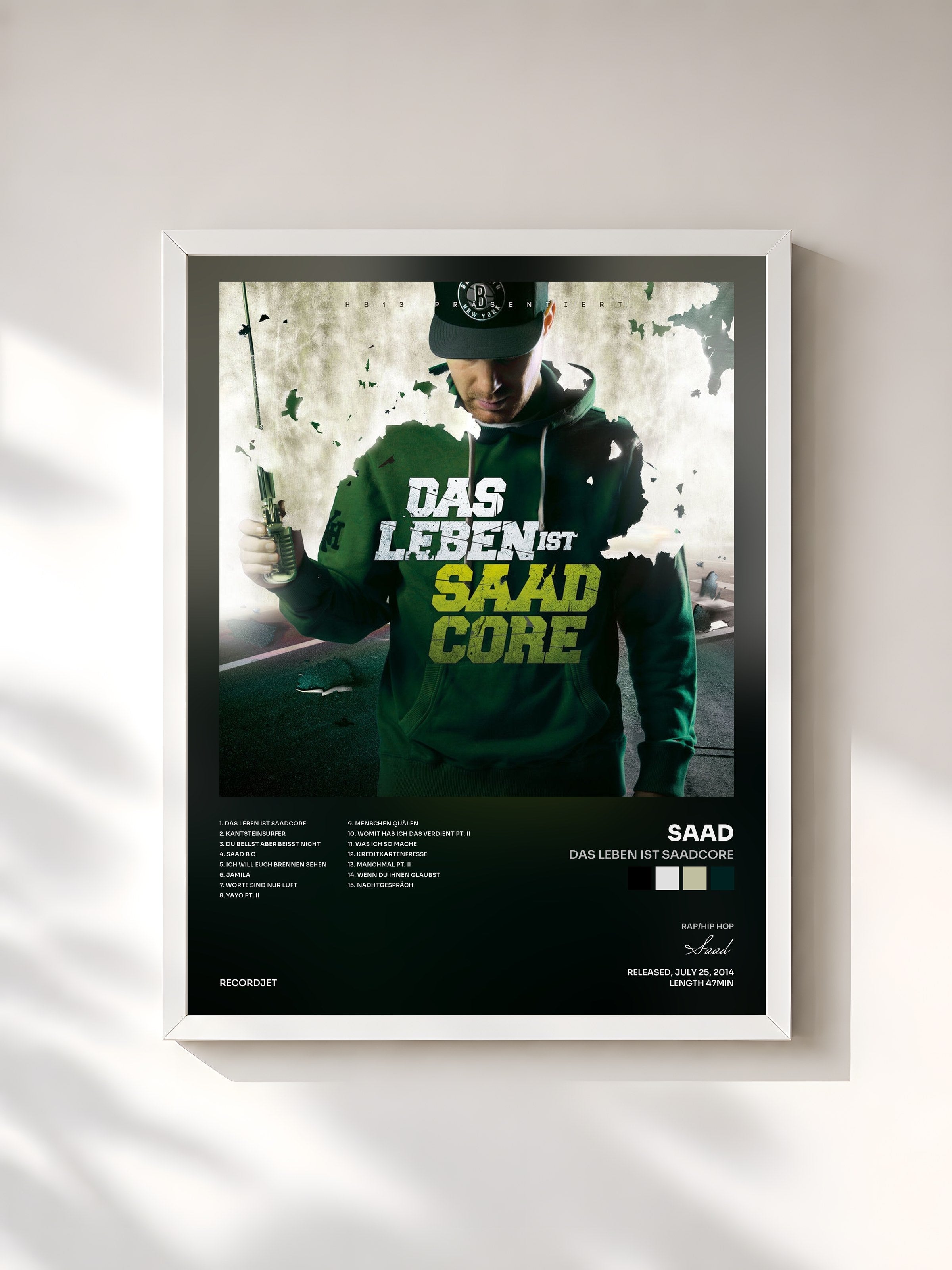 #blanc Tableau de l'album Das Leben ist Saadcore de Saad, cadre blanc, imprimé et encadré en France