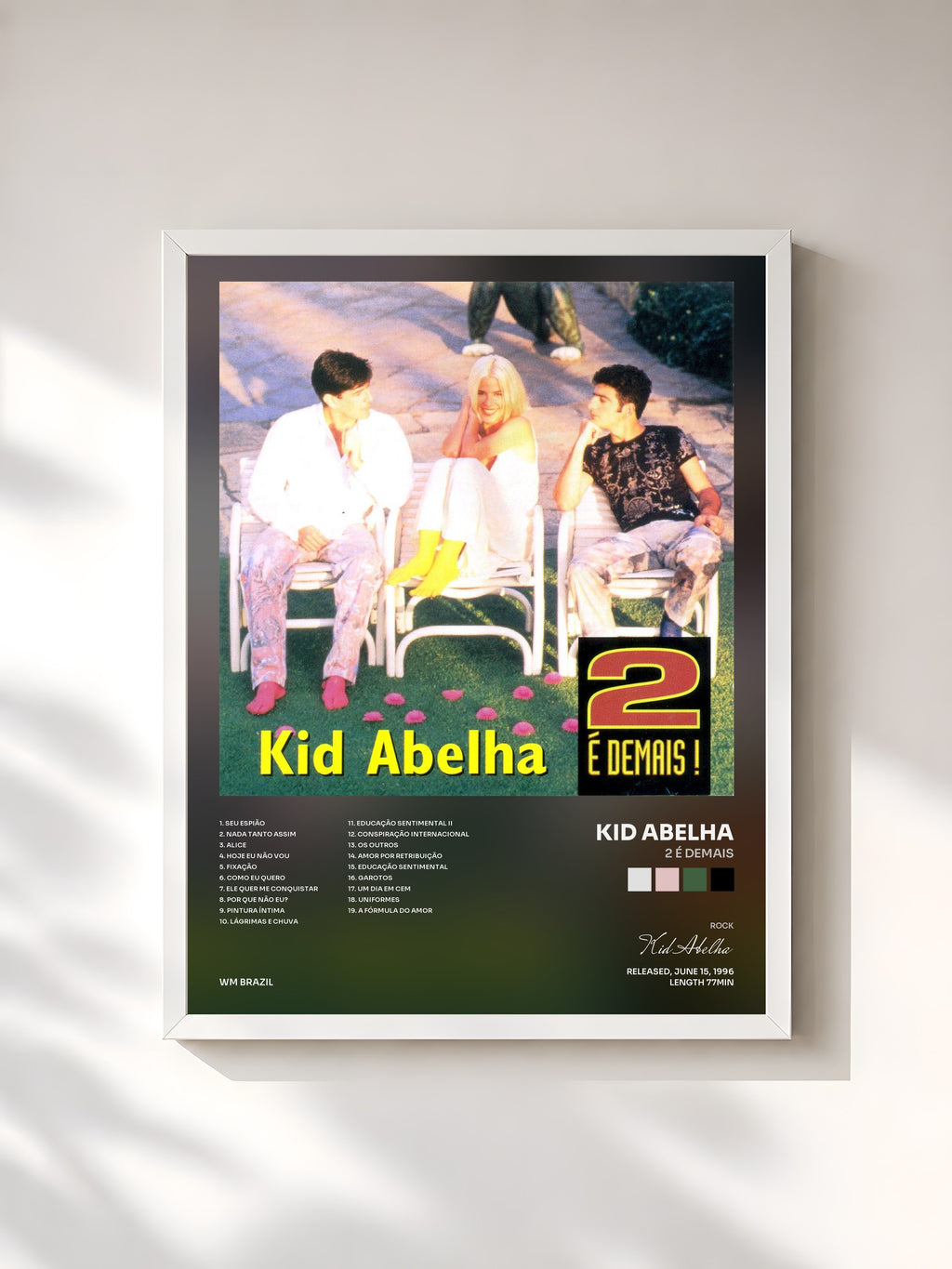 #blanc Tableau de l'album 2 é Demais de Kid Abelha, cadre blanc, imprimé et encadré en France