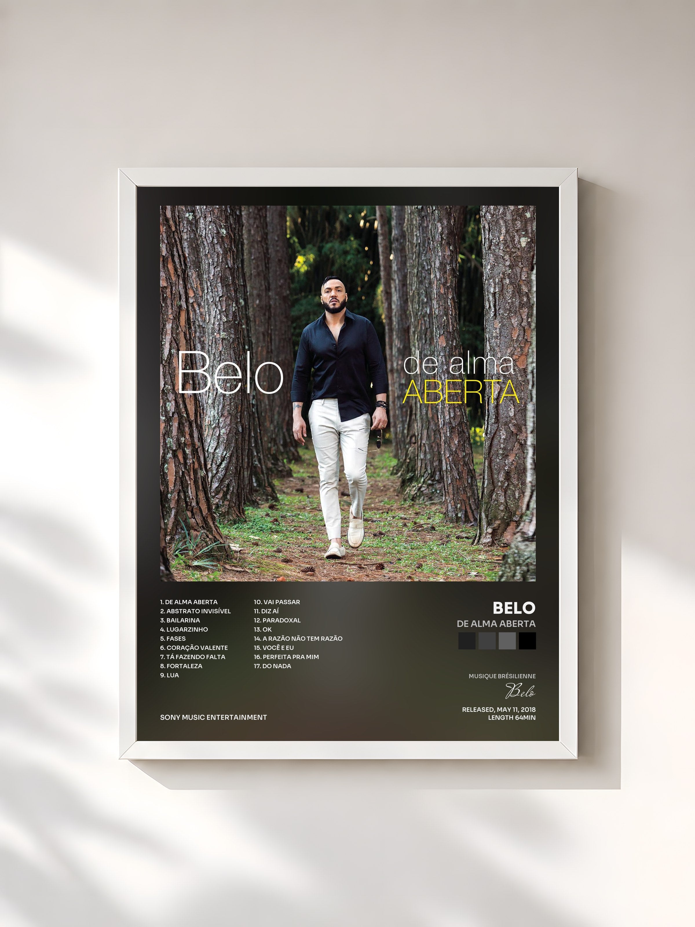 #blanc Tableau de l'album De Alma Aberta de Belo, cadre blanc, imprimé et encadré en France