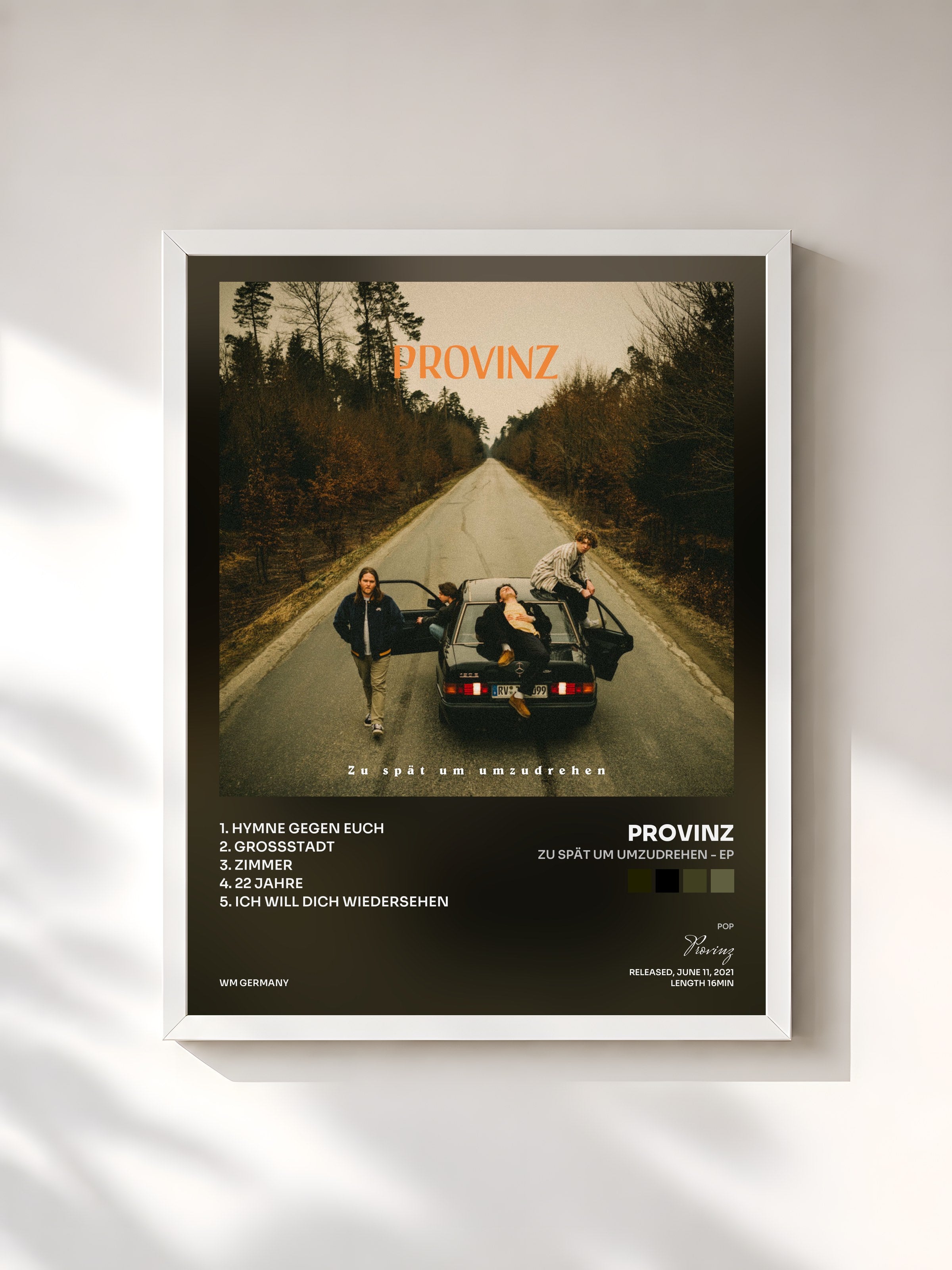 #blanc Tableau de l'album Zu spät um umzudrehen - EP de Provinz, cadre blanc, imprimé et encadré en France