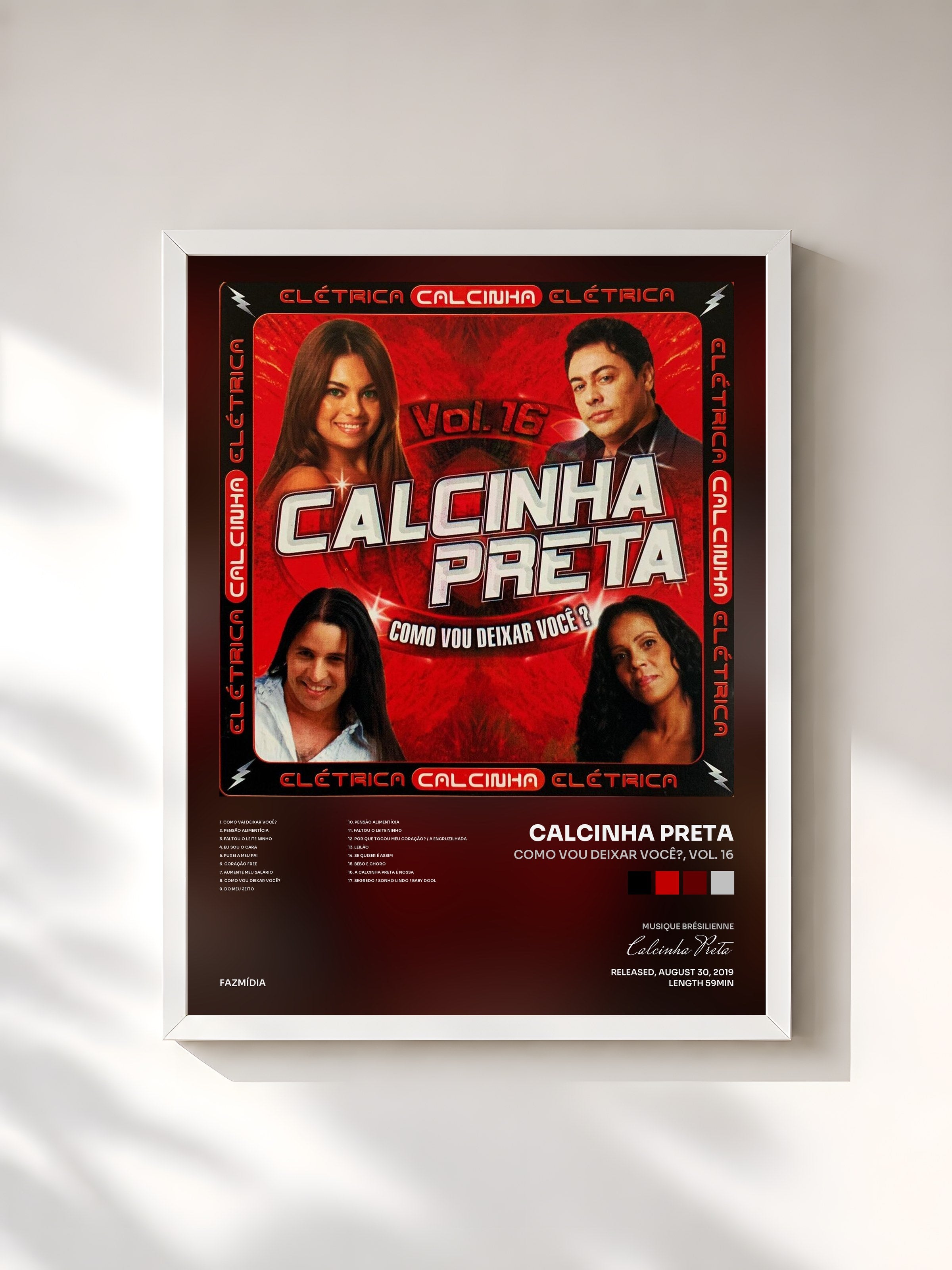 #blanc Tableau de l'album Como Vou Deixar Você?, Vol. 16 de Calcinha Preta, cadre blanc, imprimé et encadré en France