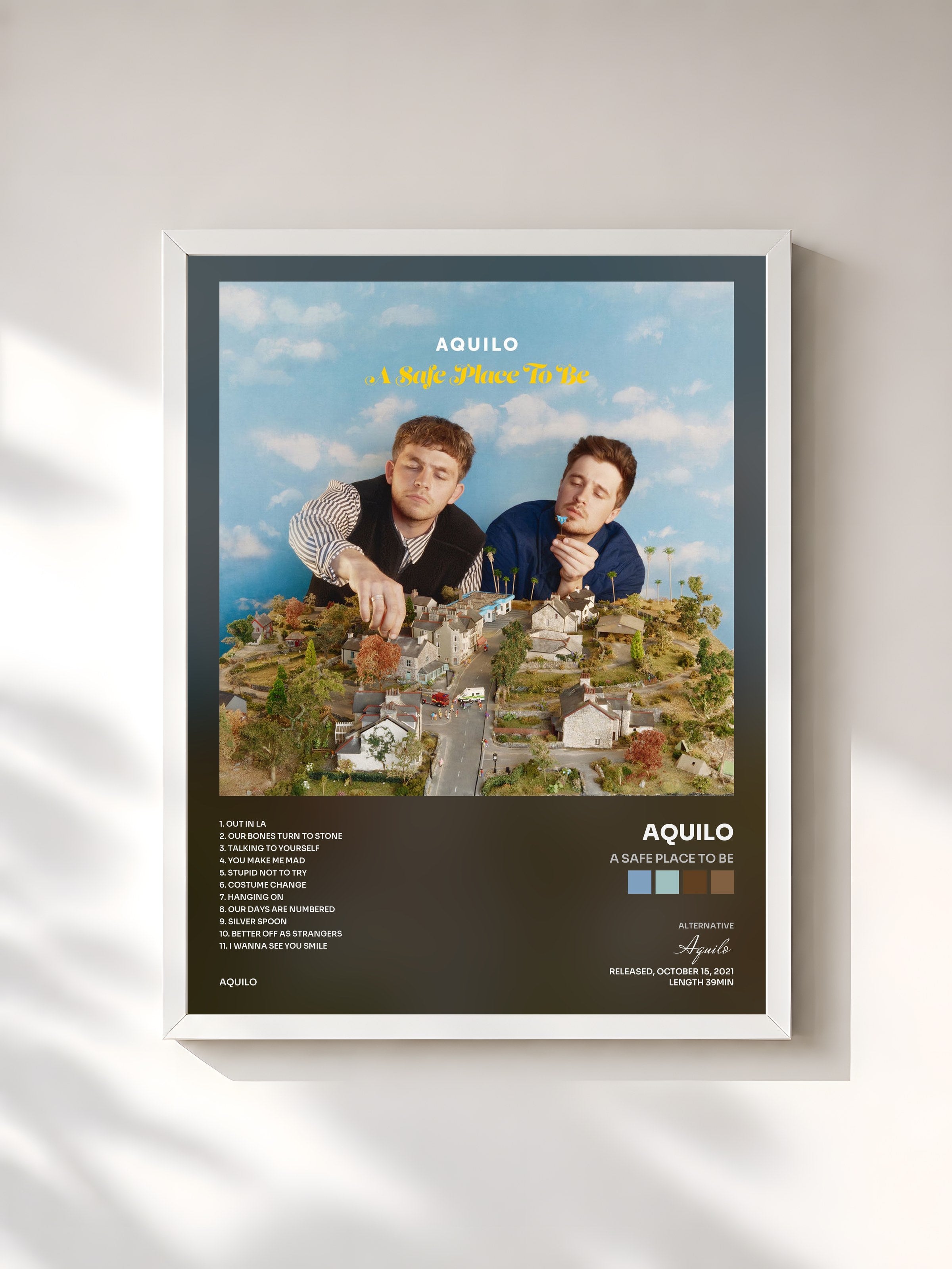 #blanc Tableau de l'album A Safe Place To Be de Aquilo, cadre blanc, imprimé et encadré en France