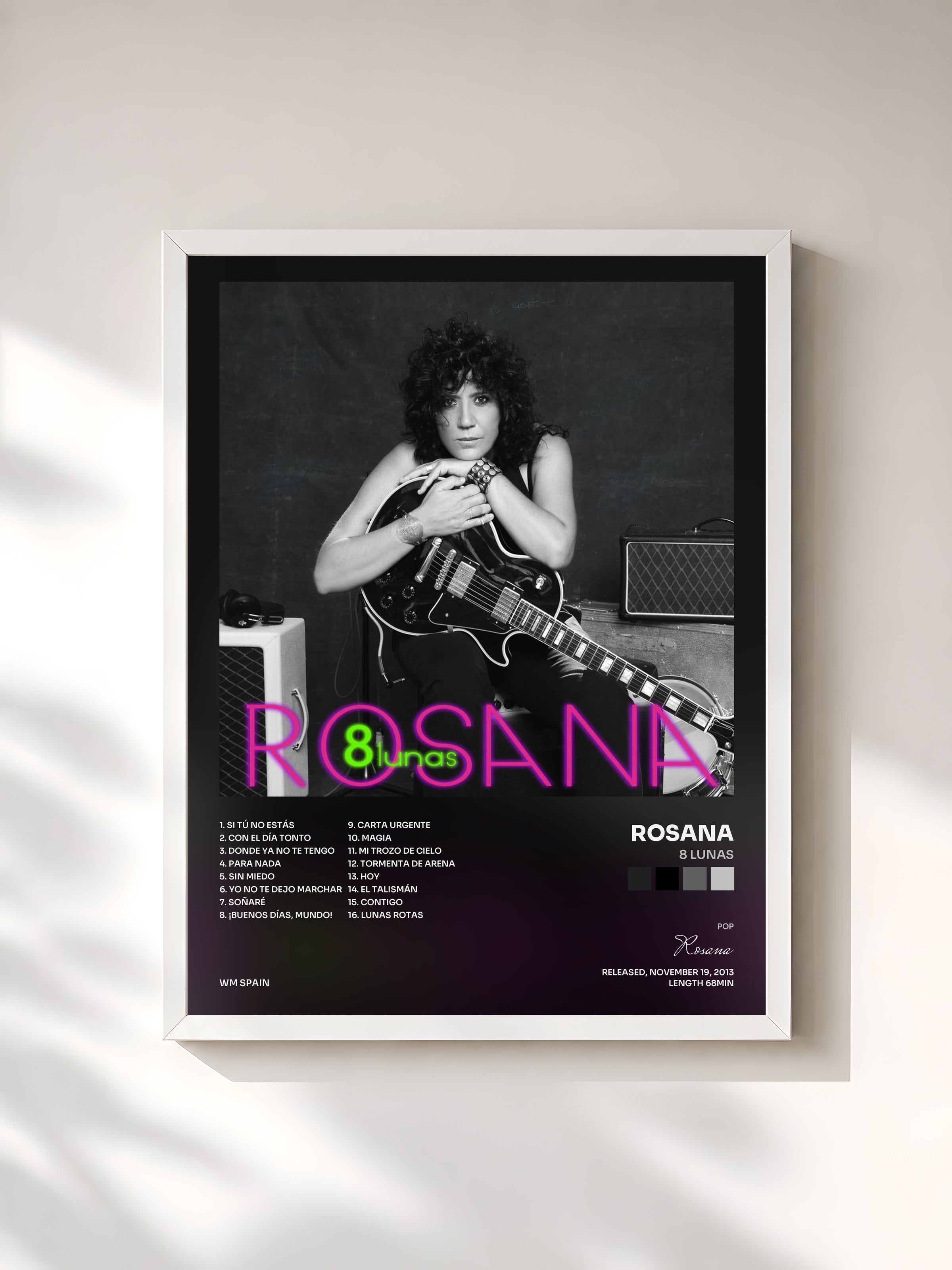 #blanc Tableau de l'album 8 Lunas de Rosana, cadre blanc, imprimé et encadré en France