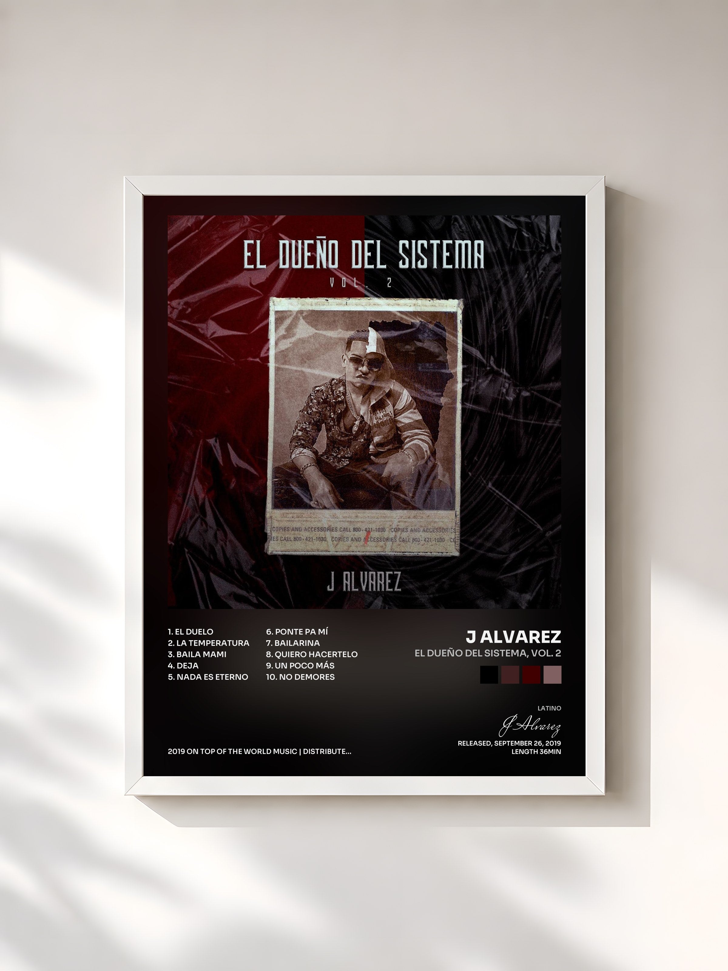 #blanc Tableau de l'album El Dueño del Sistema, Vol. 2 de J Alvarez, cadre blanc, imprimé et encadré en France