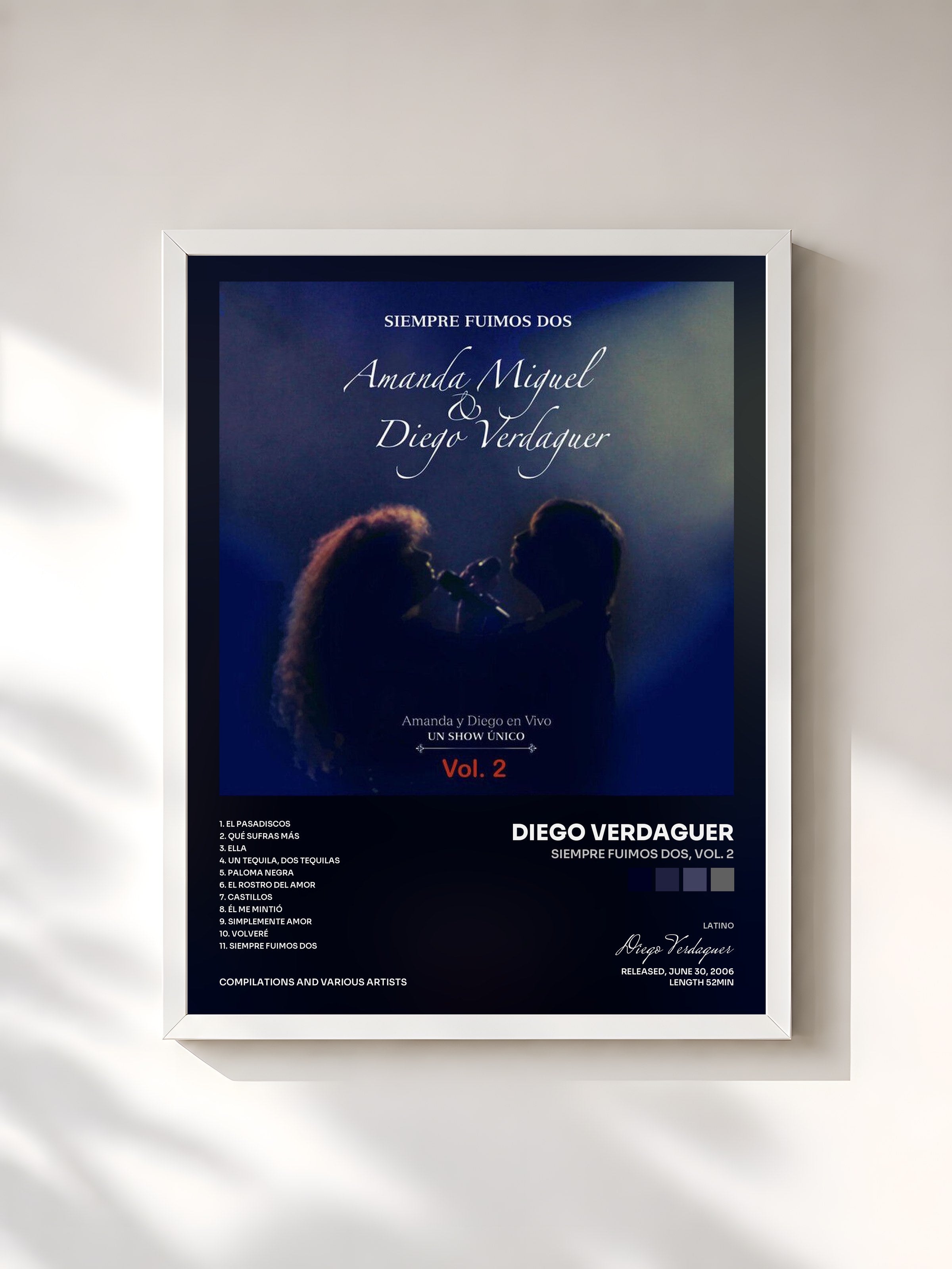 #blanc Tableau de l'album Siempre Fuimos Dos, Vol. 2 de Diego Verdaguer, cadre blanc, imprimé et encadré en France