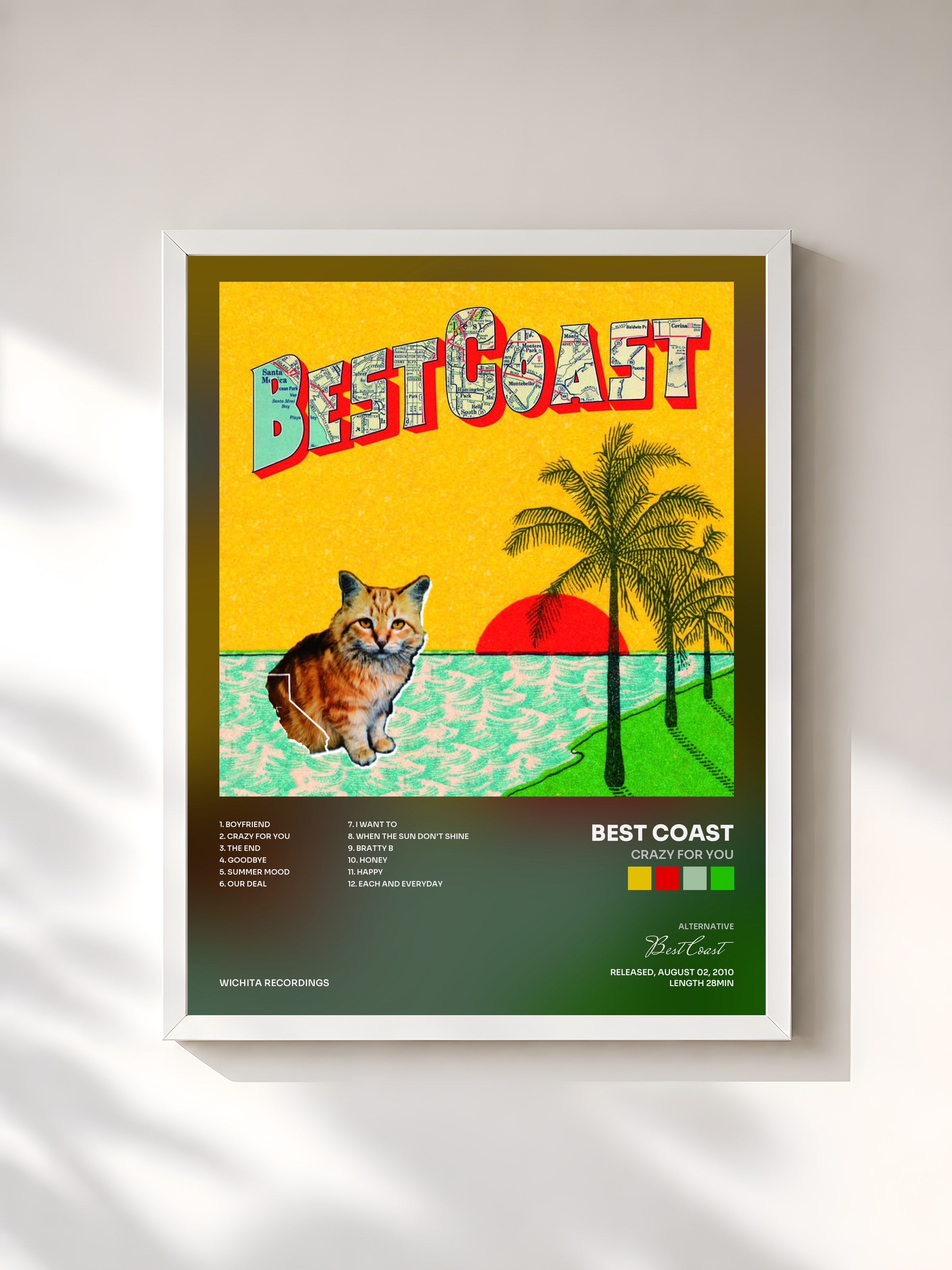 #blanc Tableau de l'album Crazy For You de Best Coast, cadre blanc, imprimé et encadré en France