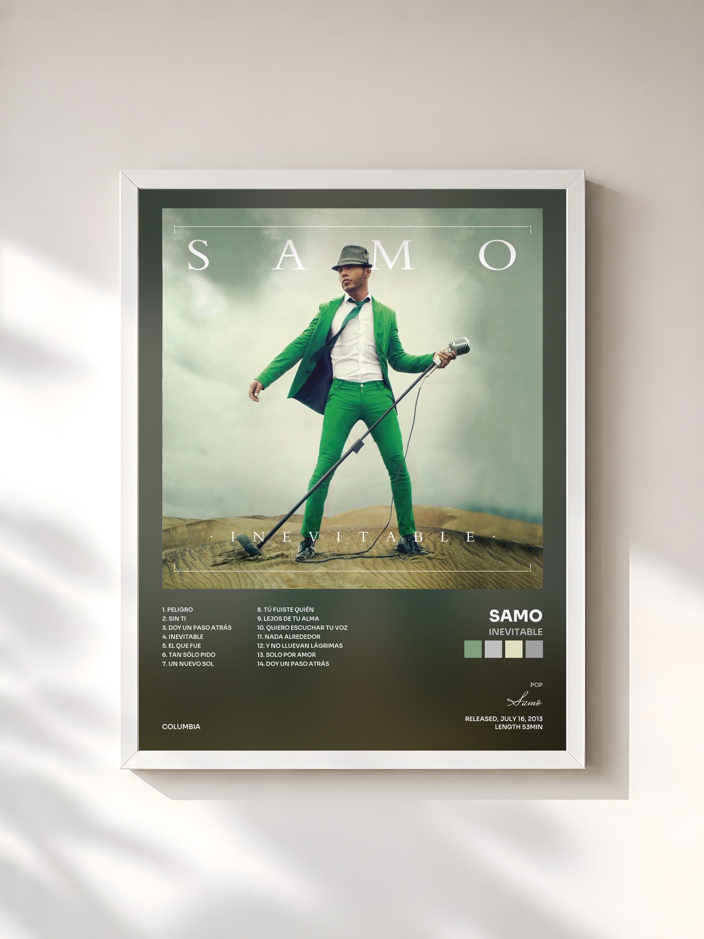 #blanc Tableau de l'album Inevitable de Samo, cadre blanc, imprimé et encadré en France