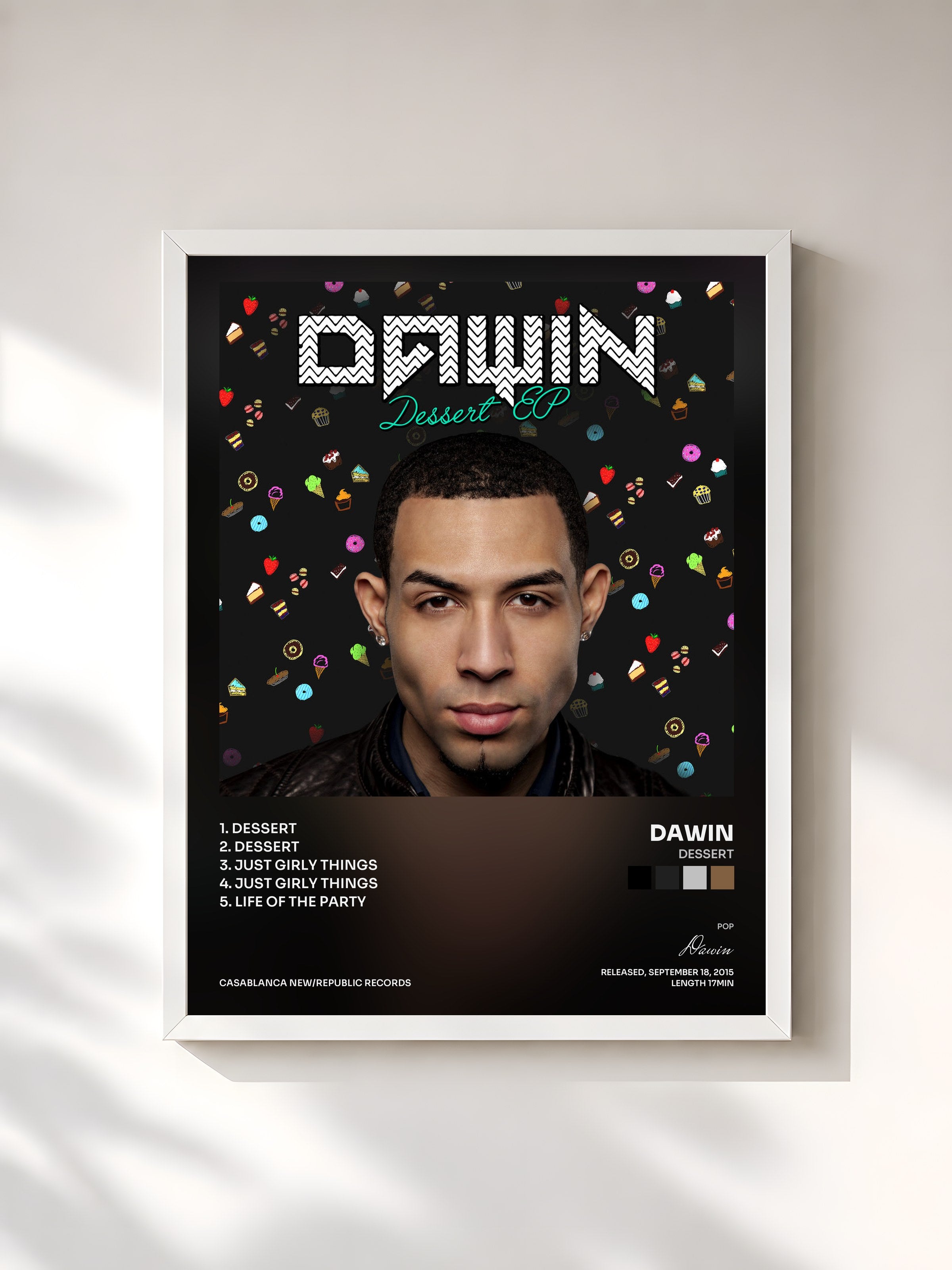 #blanc Tableau de l'album Dessert de Dawin, cadre blanc, imprimé et encadré en France