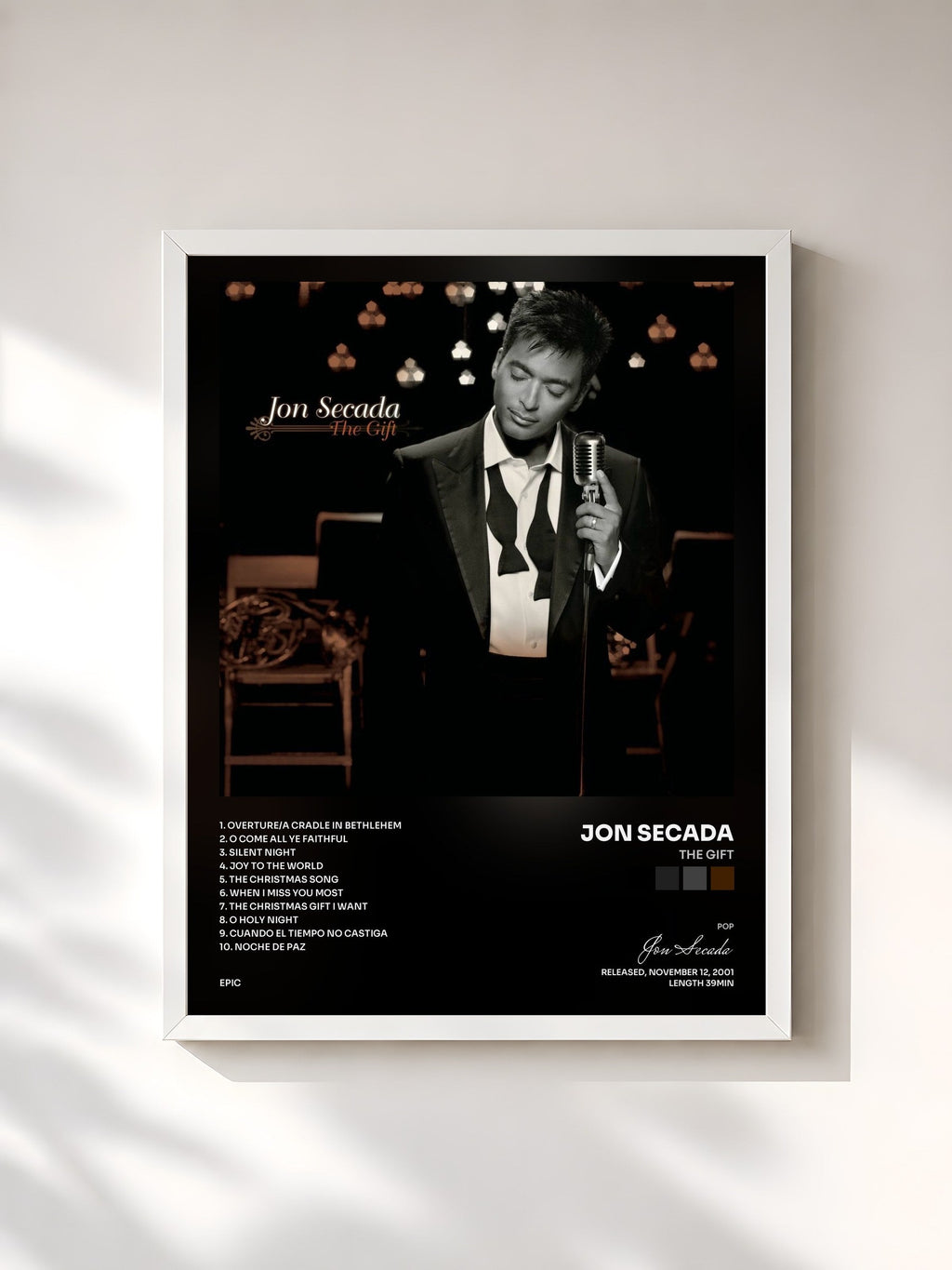 #blanc The Gift by Jon Secada as a framed art print, white frame, printed and framed in France