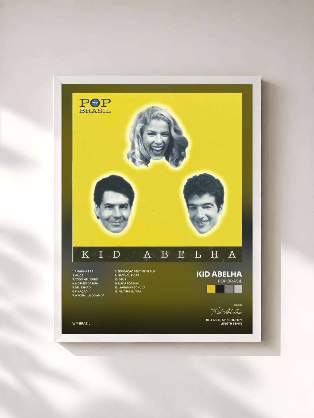 #blanc Tableau de l'album Pop Brasil de Kid Abelha, cadre blanc, imprimé et encadré en France
