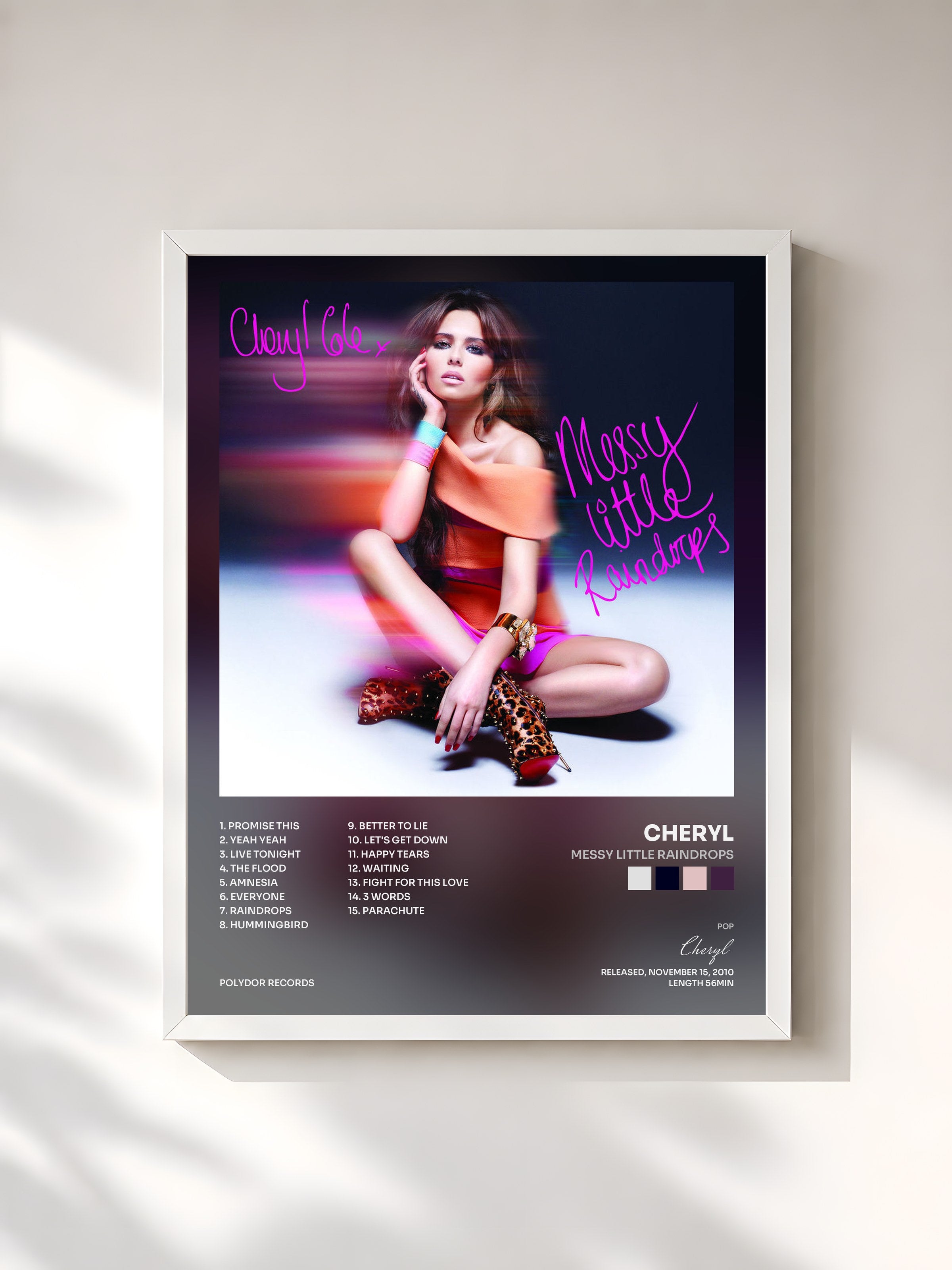 #blanc Tableau de l'album Messy Little Raindrops de Cheryl, cadre blanc, imprimé et encadré en France