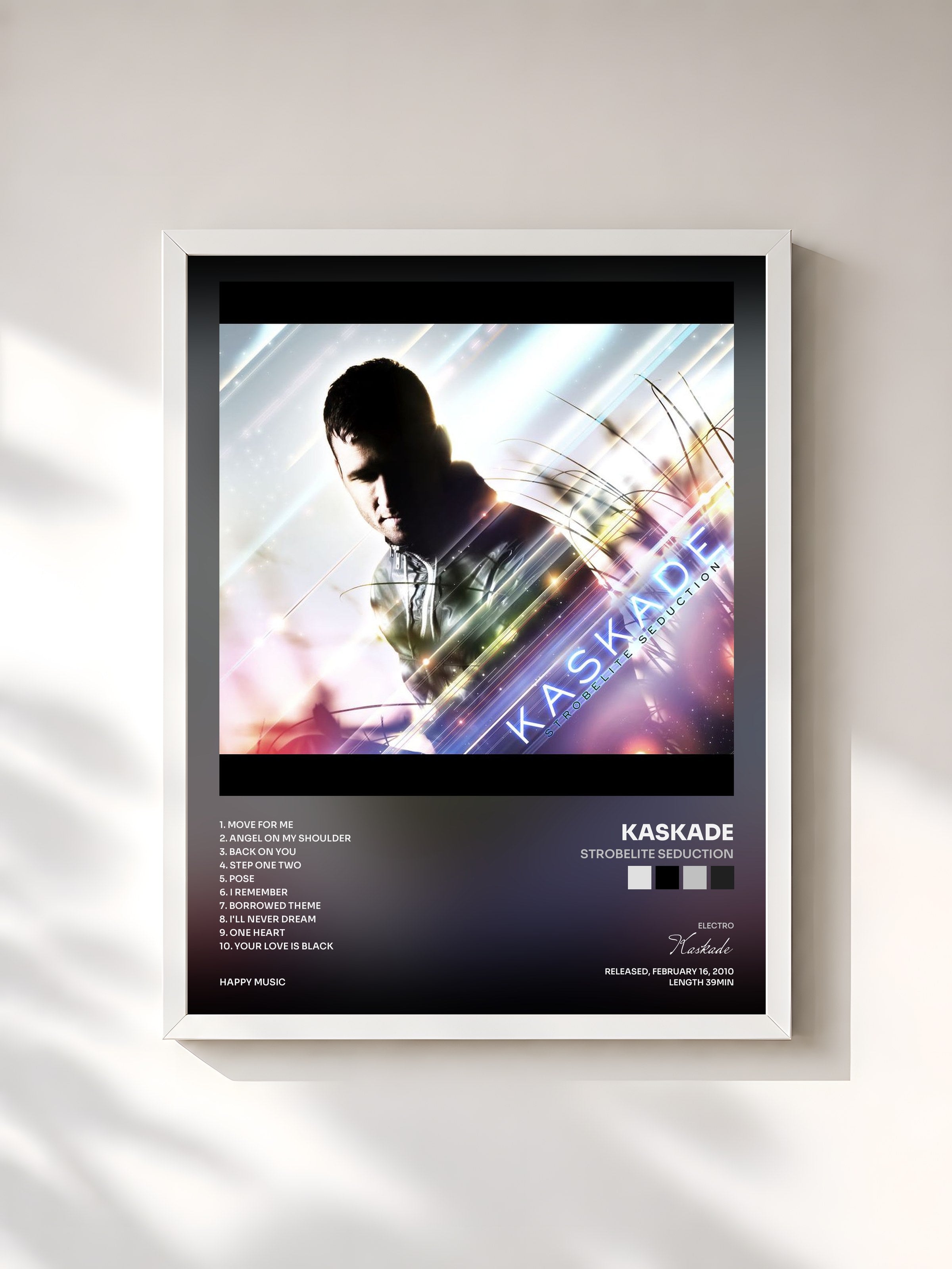 #blanc Tableau de l'album Strobelite Seduction de Kaskade, cadre blanc, imprimé et encadré en France