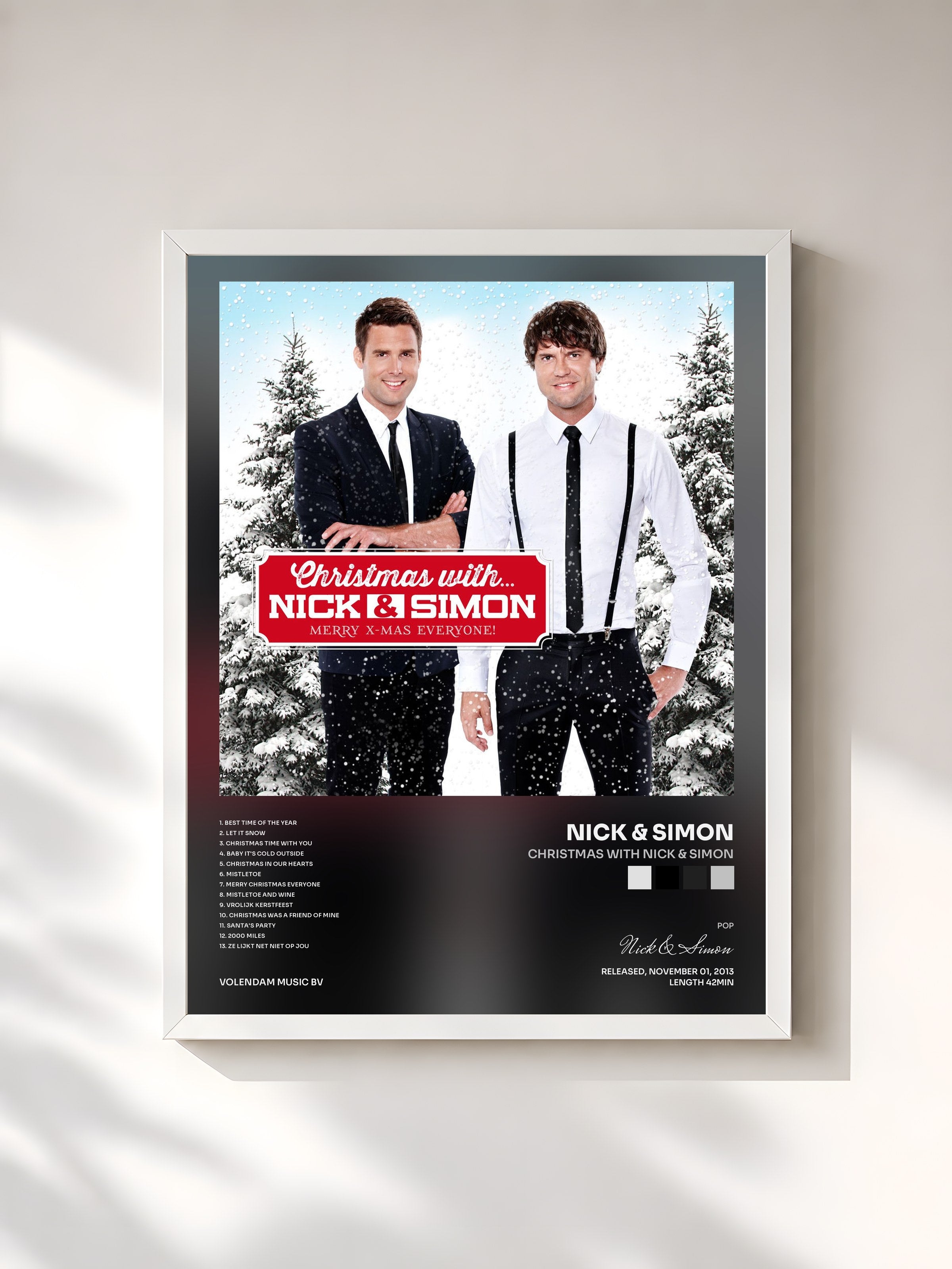 #blanc Tableau de l'album Christmas With Nick & Simon de Nick & Simon, cadre blanc, imprimé et encadré en France