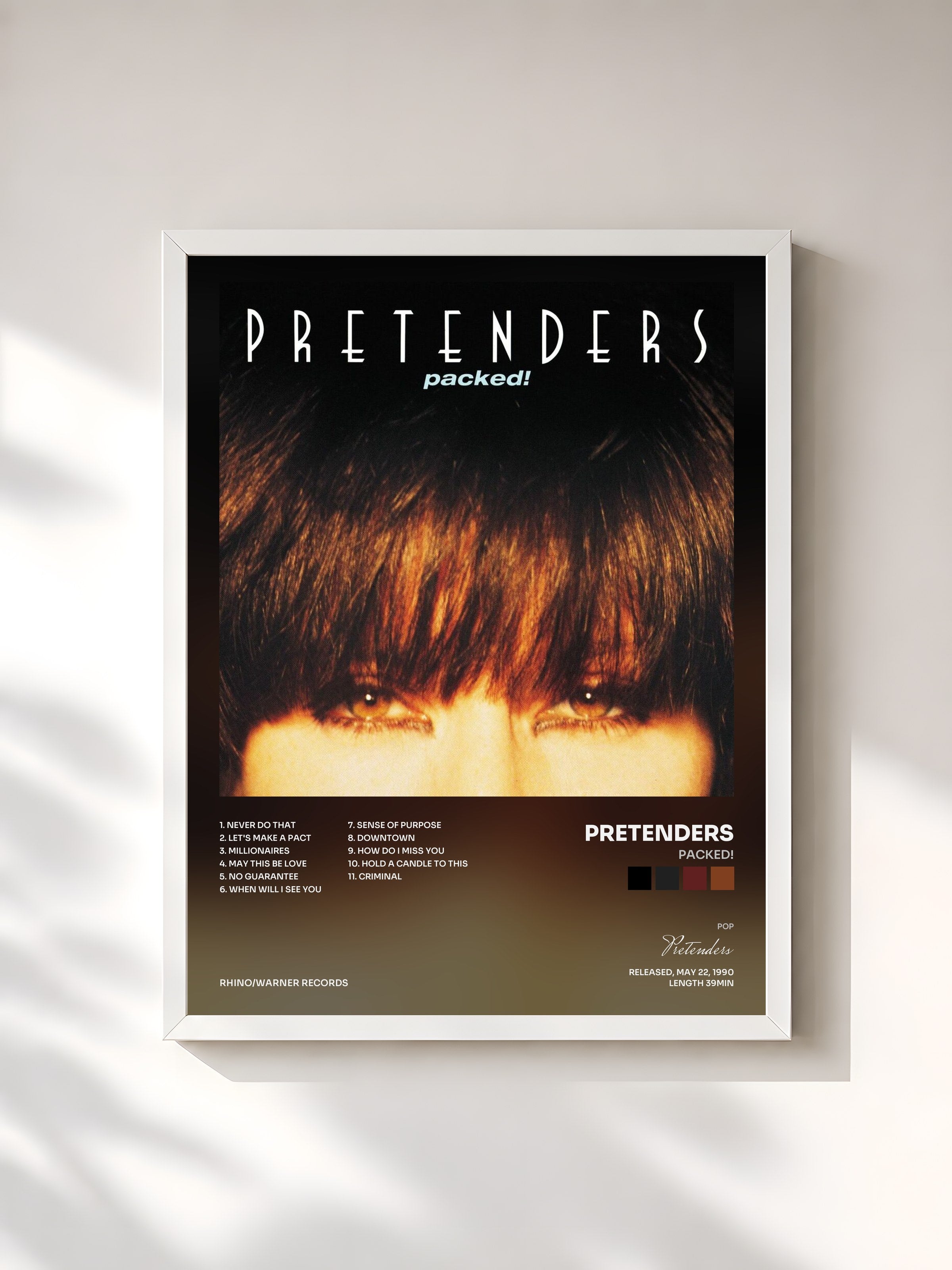 #blanc Tableau de l'album Packed! de Pretenders, cadre blanc, imprimé et encadré en France