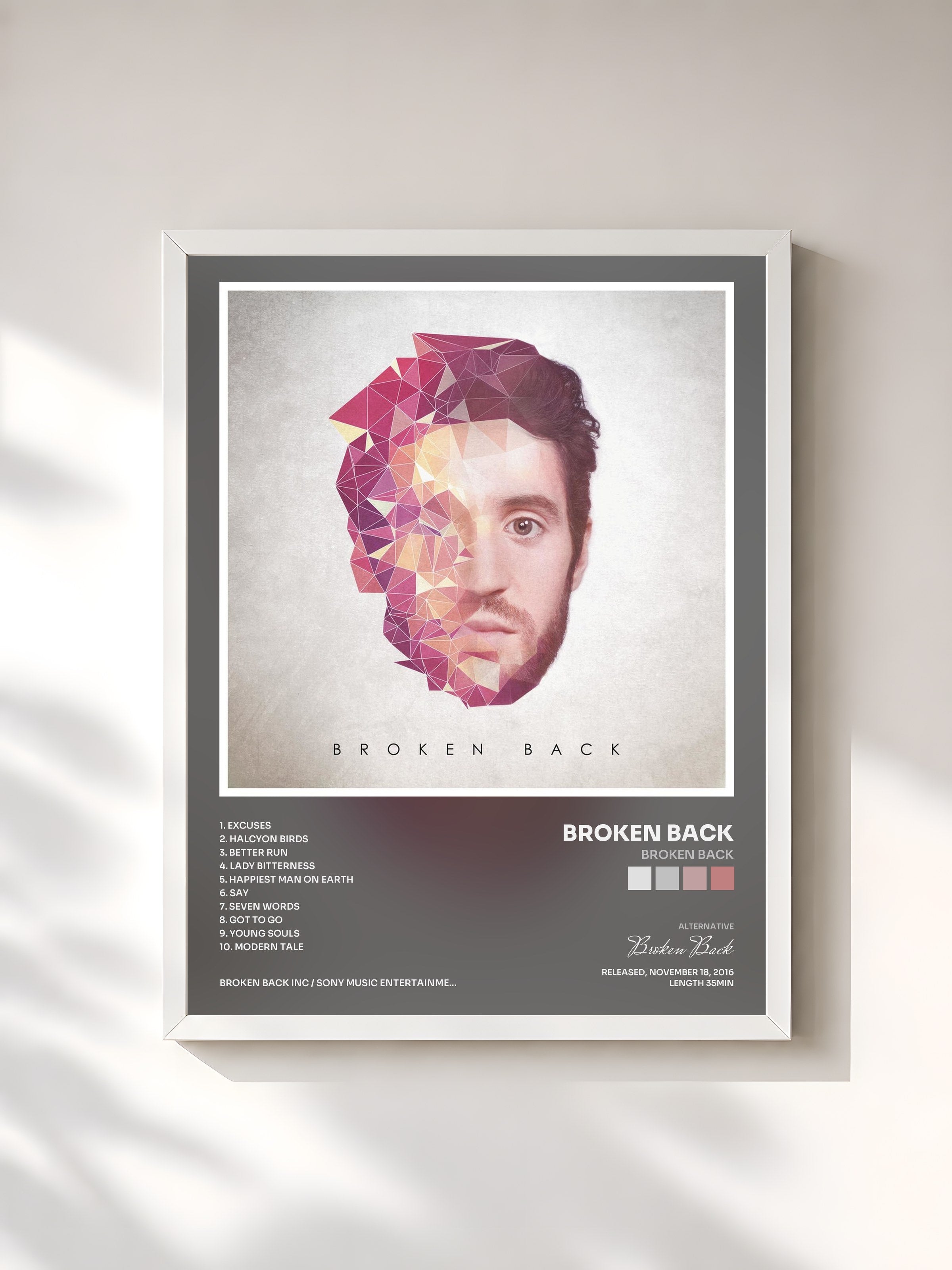 #blanc Tableau de l'album Broken Back de Broken Back, cadre blanc, imprimé et encadré en France