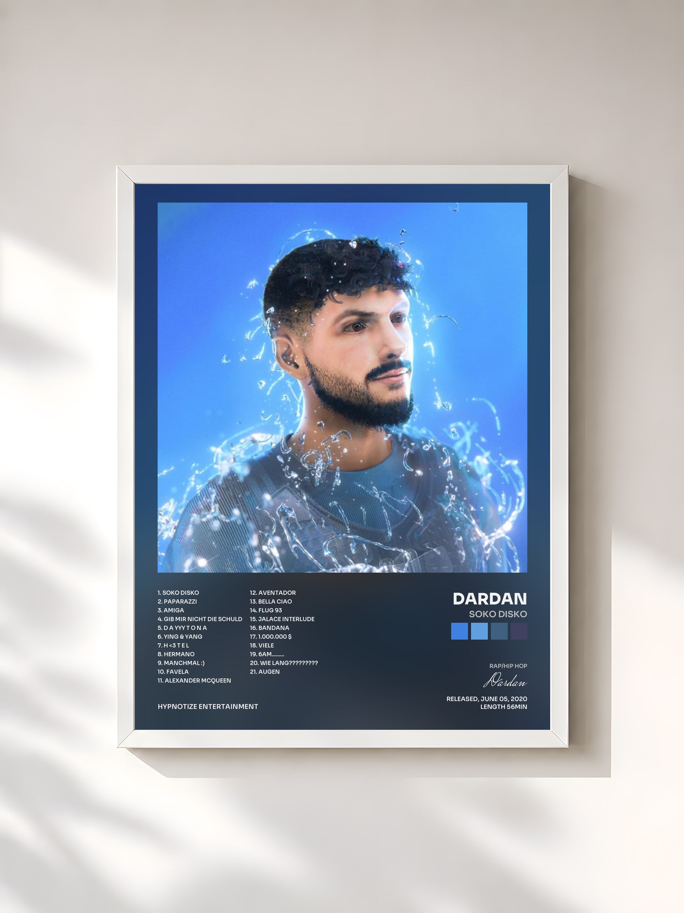 #blanc Tableau de l'album SOKO DISKO de Dardan, cadre blanc, imprimé et encadré en France