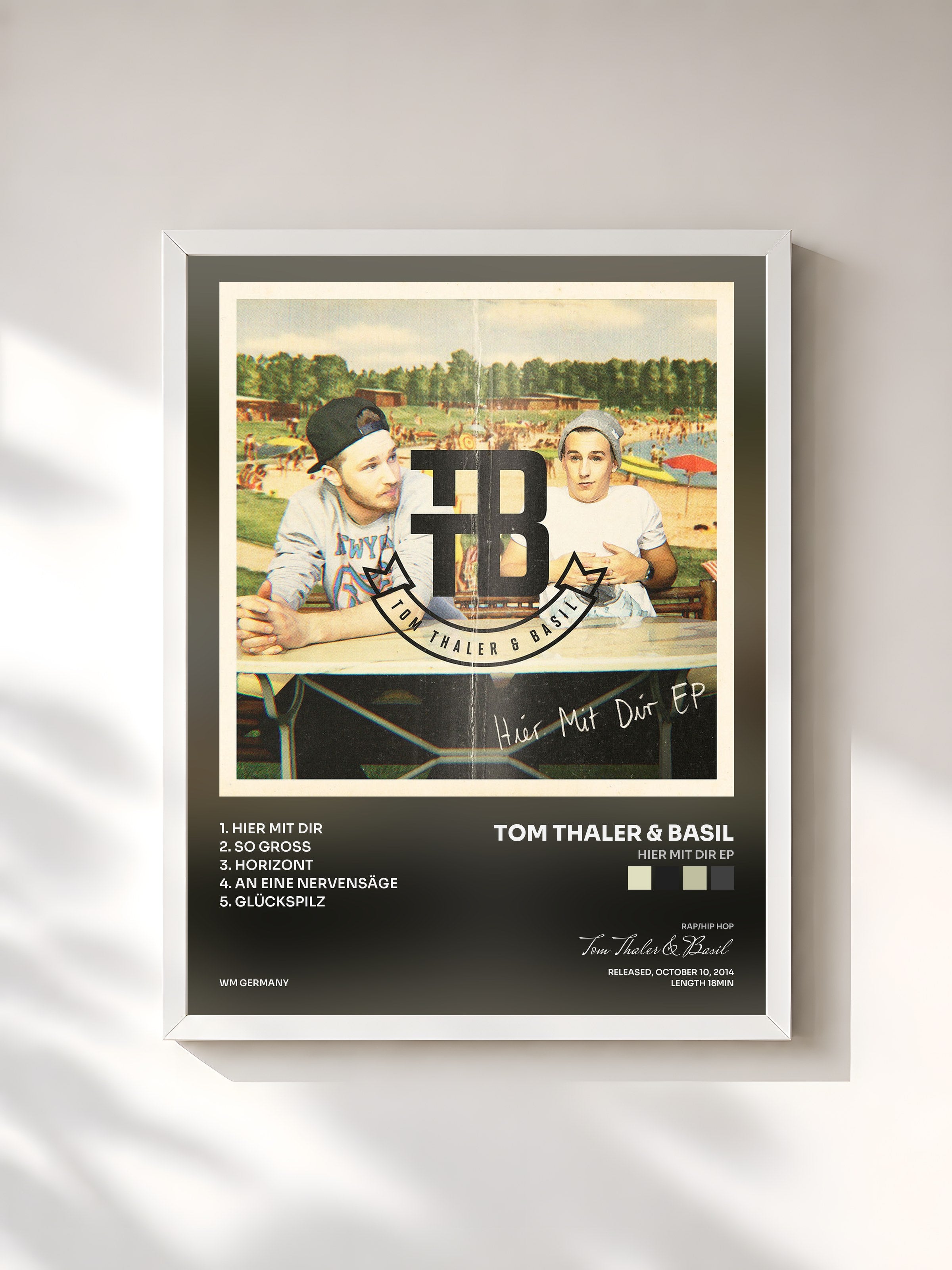 #blanc Tableau de l'album Hier Mit Dir EP de Tom Thaler & Basil, cadre blanc, imprimé et encadré en France
