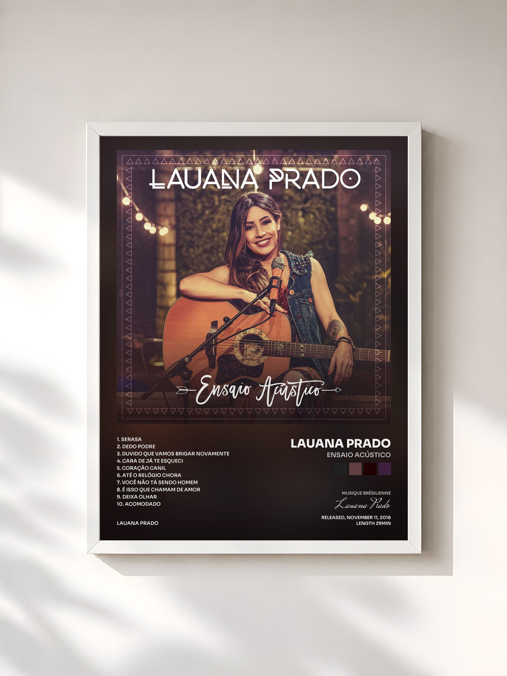 #blanc Tableau de l'album Ensaio Acústico de Lauana Prado, cadre blanc, imprimé et encadré en France