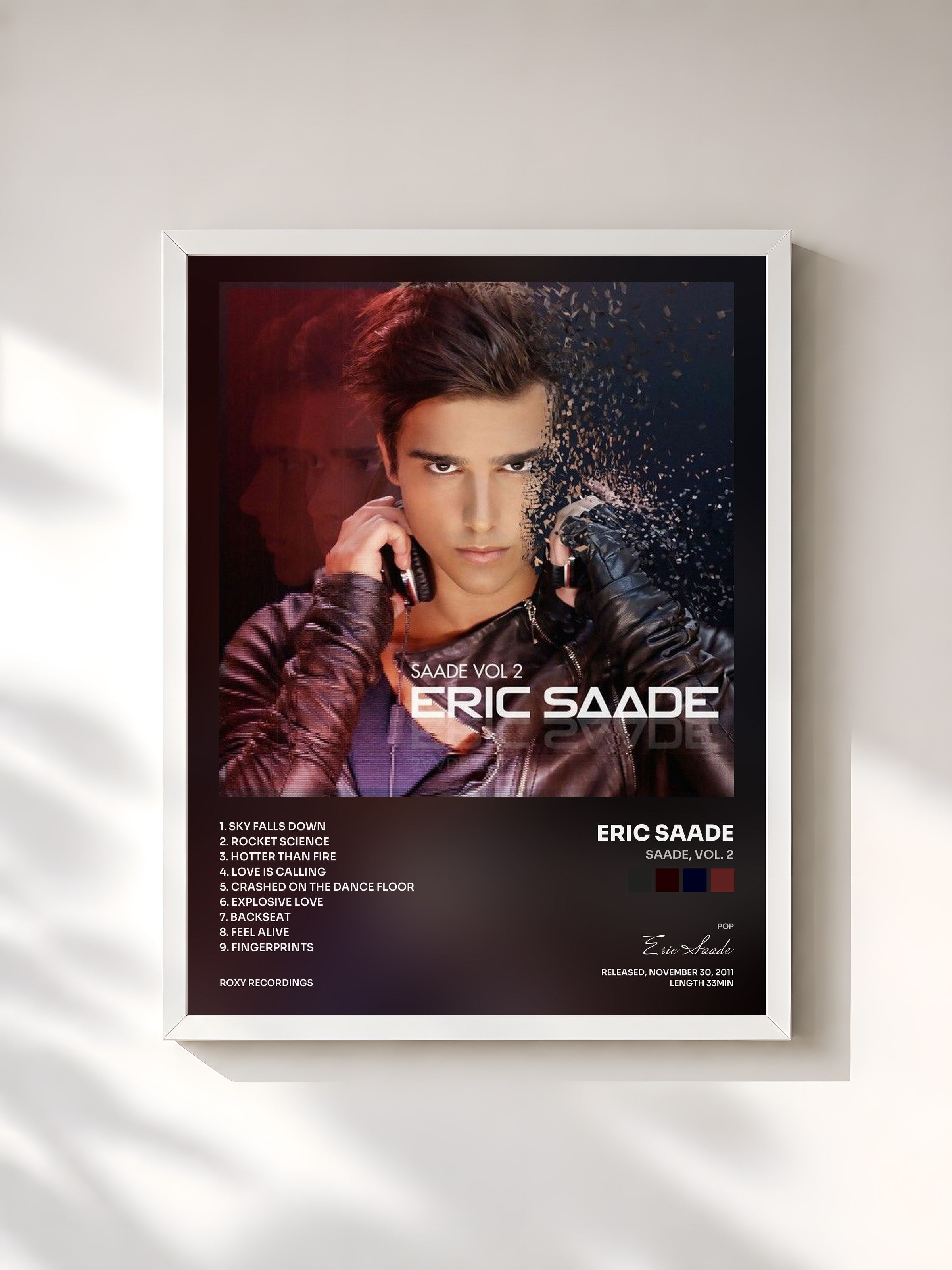 #blanc Tableau de l'album Saade, Vol. 2 de Eric Saade, cadre blanc, imprimé et encadré en France