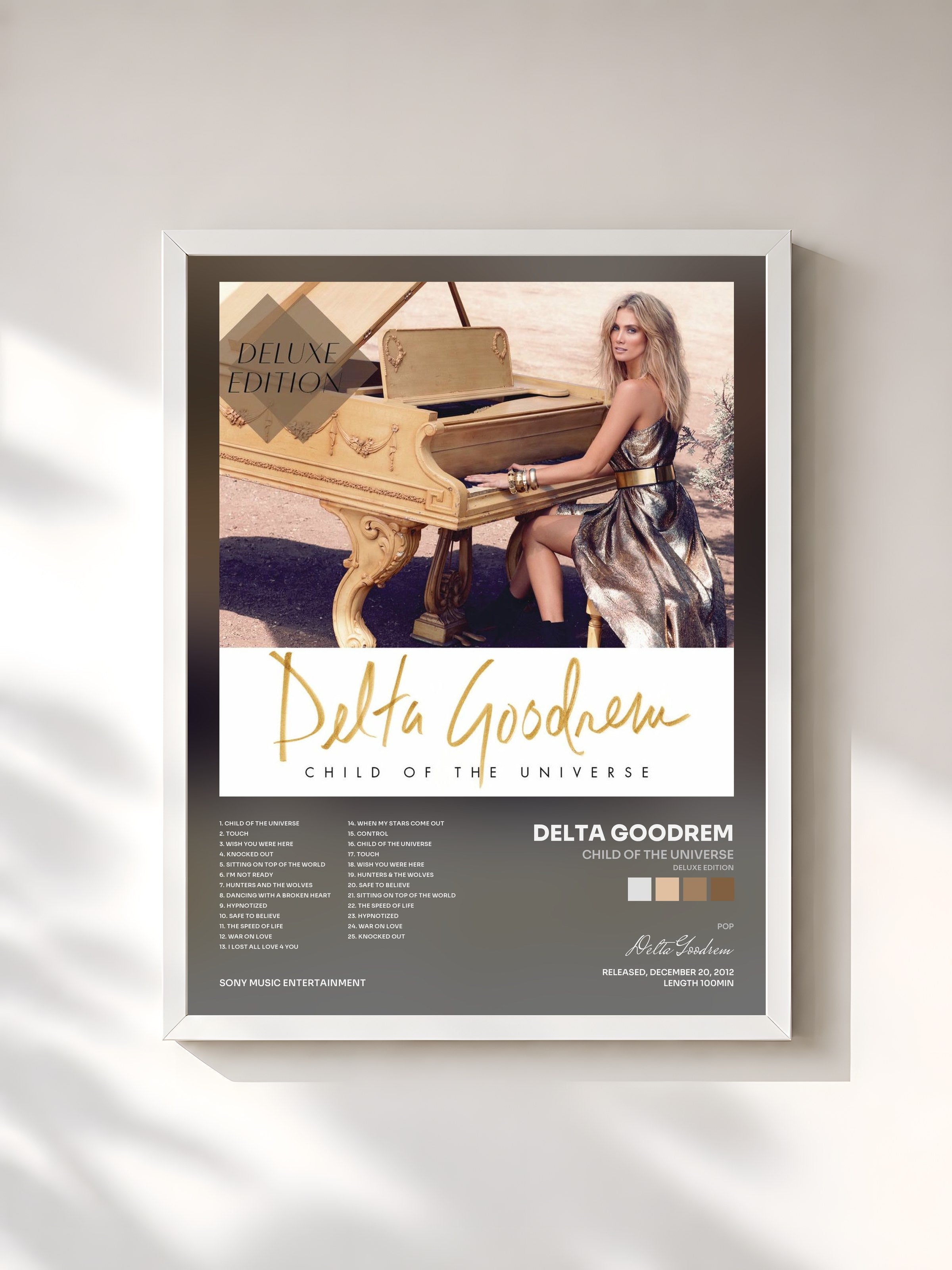 #blanc Tableau de l'album Child Of The Universe (Deluxe Edition) de Delta Goodrem, cadre blanc, imprimé et encadré en France