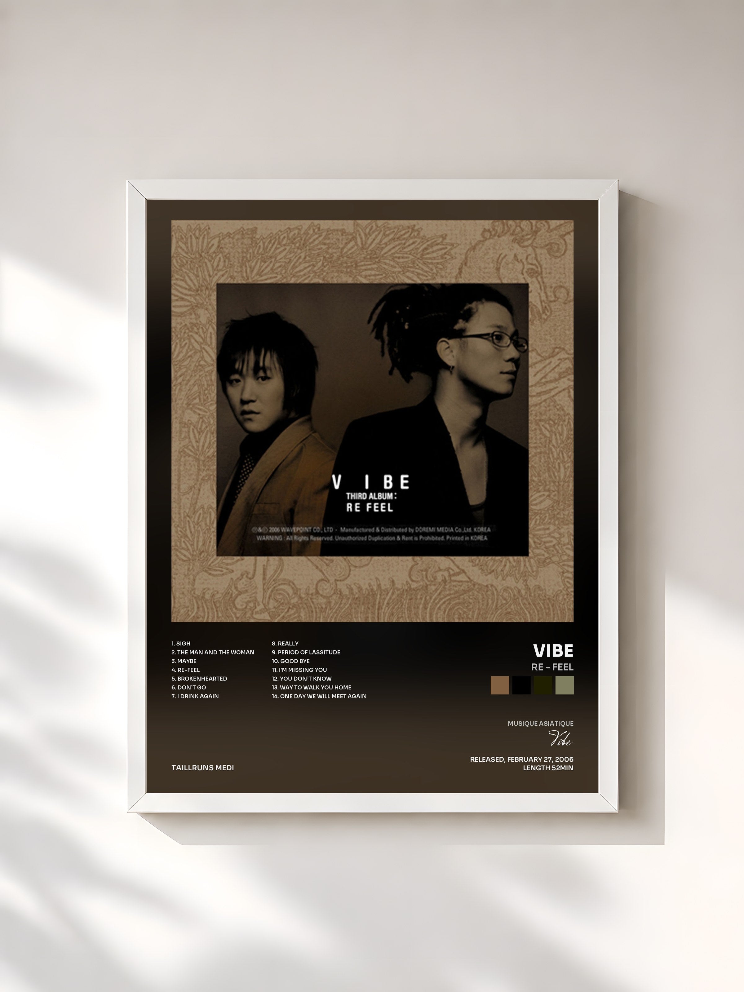 #blanc Tableau de l'album Re - Feel de Vibe, cadre blanc, imprimé et encadré en France