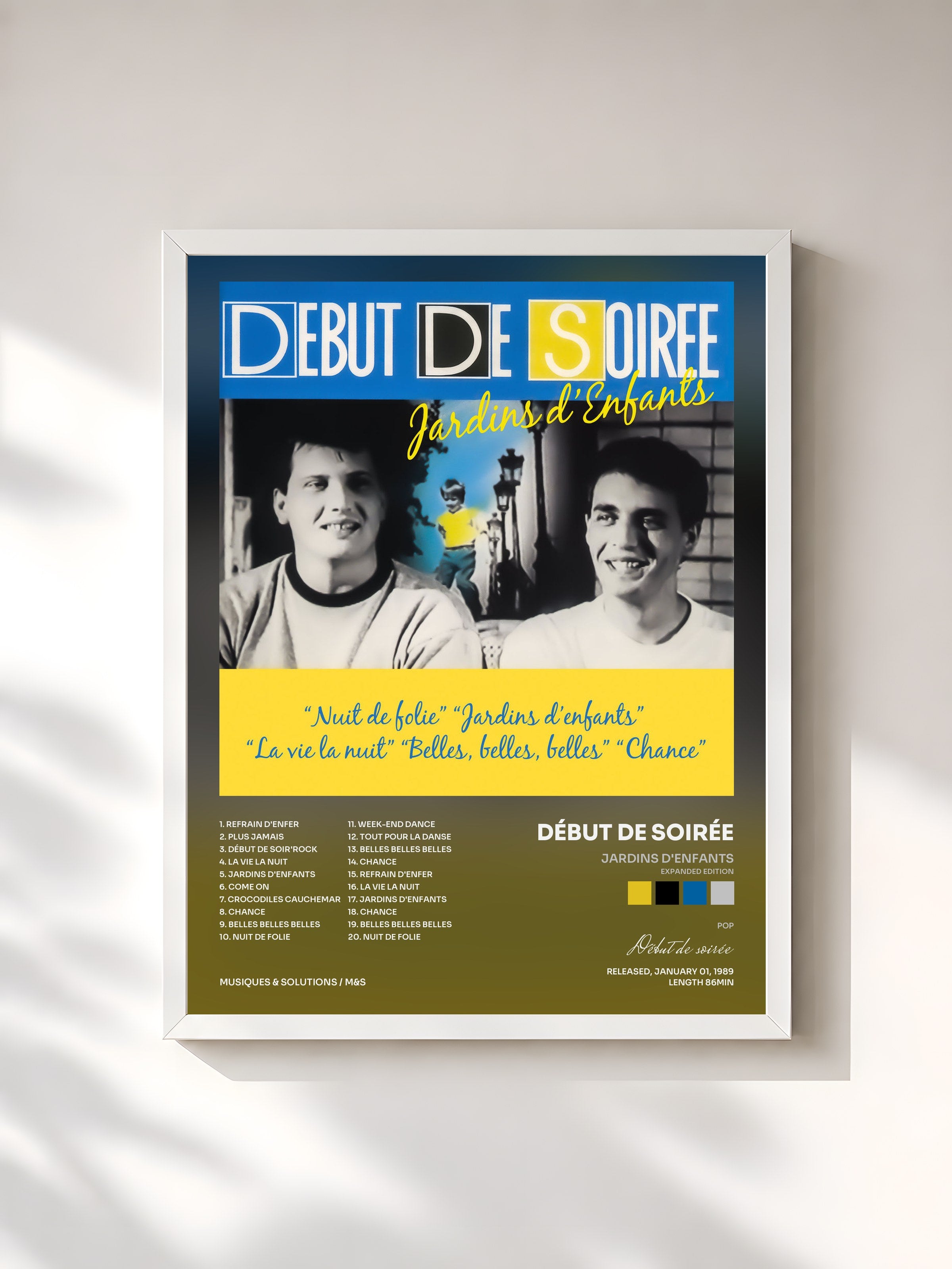 #blanc Tableau de l'album Jardins d'enfants (Expanded Edition) de Début de soirée, cadre blanc, imprimé et encadré en France