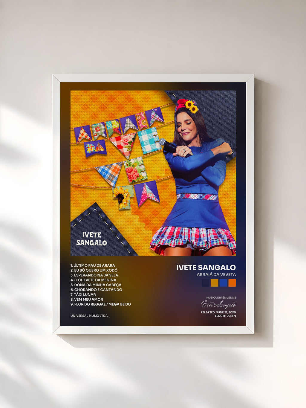 #blanc Tableau de l'album Arraiá Da Veveta de Ivete Sangalo, cadre blanc, imprimé et encadré en France