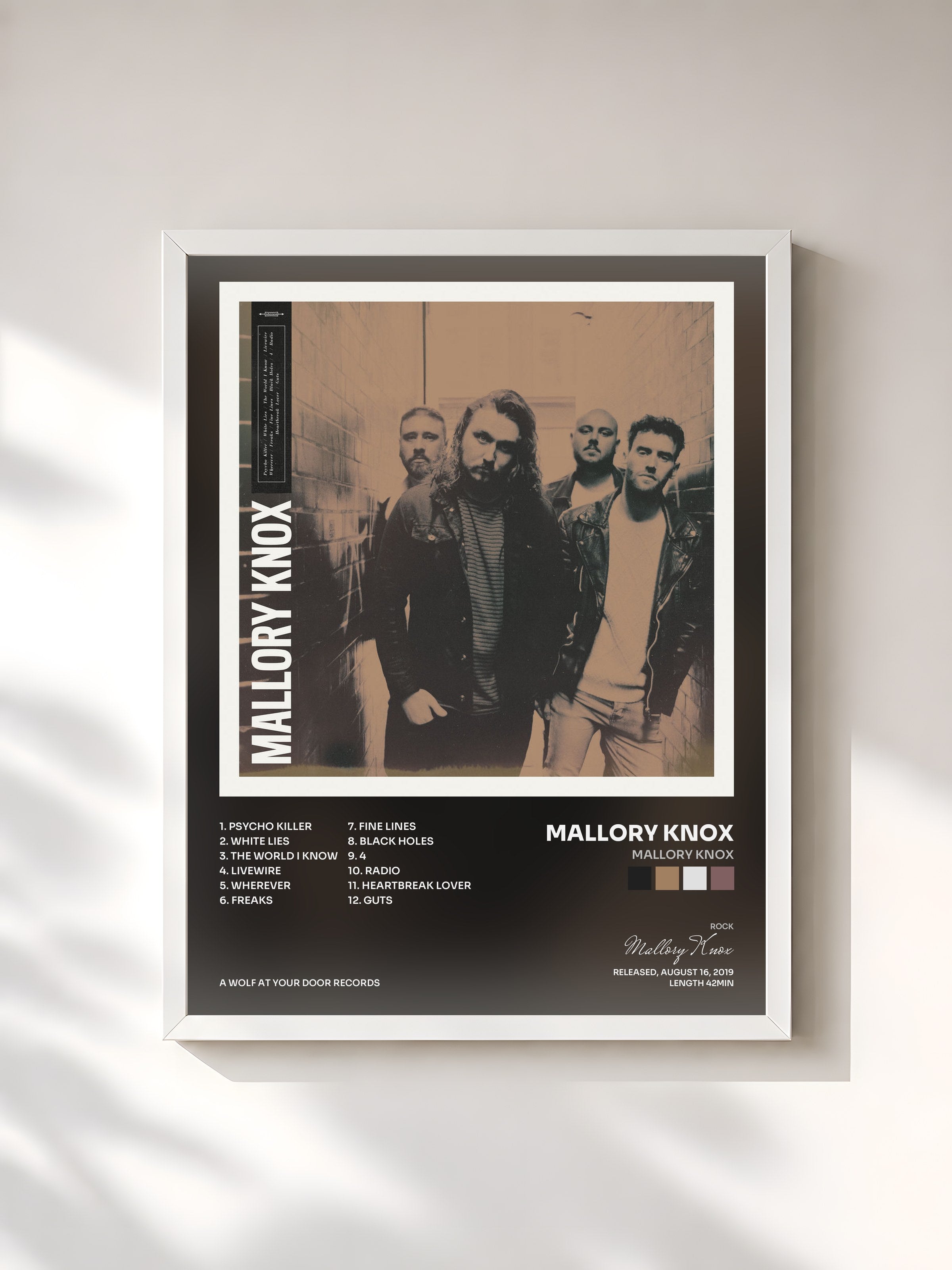 #blanc Tableau de l'album Mallory Knox de Mallory Knox, cadre blanc, imprimé et encadré en France