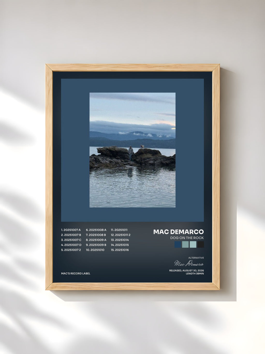 #bois Tableau de l'album Dog On The Rock de Mac Demarco, cadre en bois brut, imprimé et encadré en France