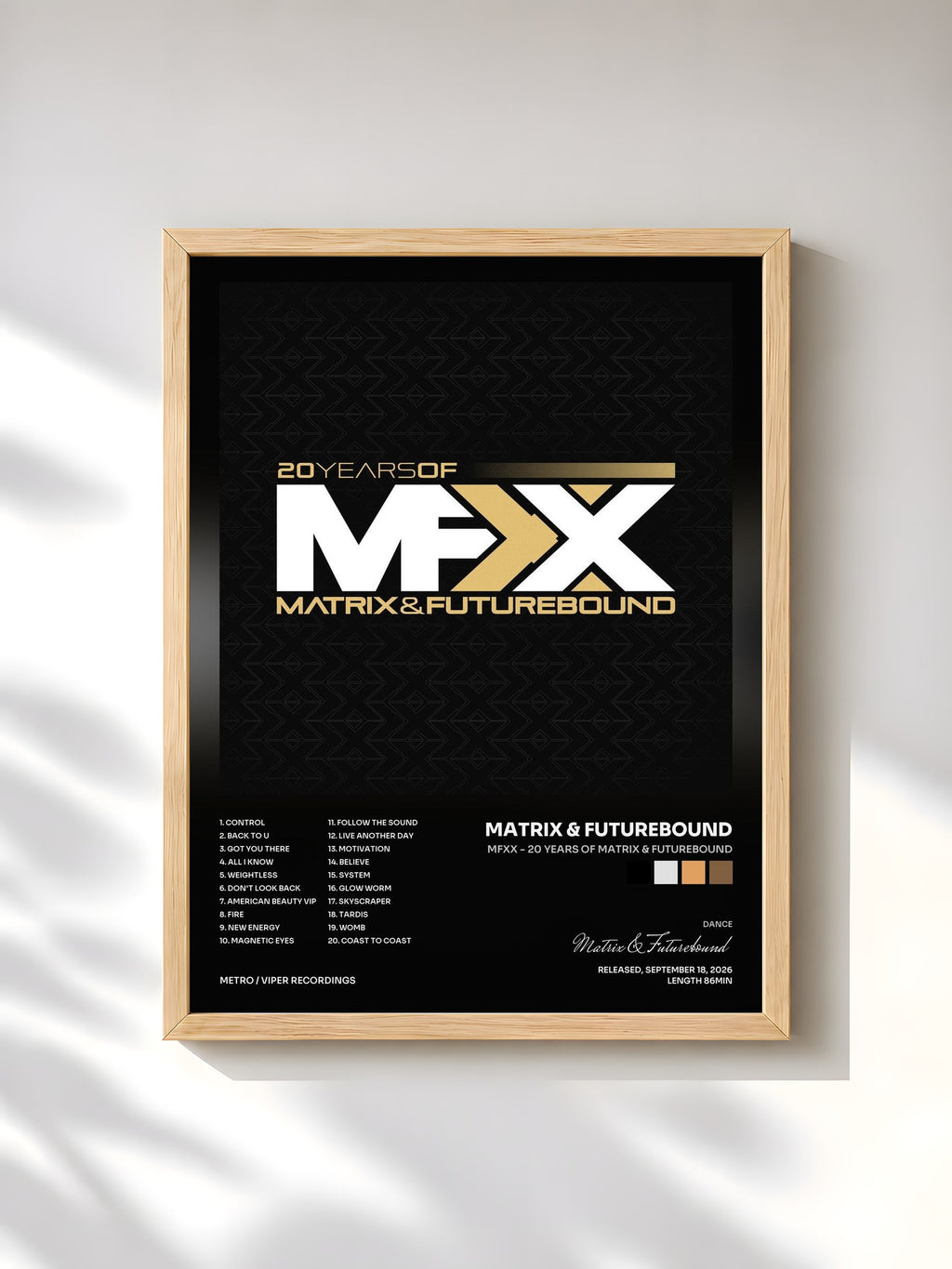 #bois Tableau de l'album MFXX - 20 Years Of Matrix & Futurebound de Matrix & Futurebound, cadre en bois brut, imprimé et encadré en France