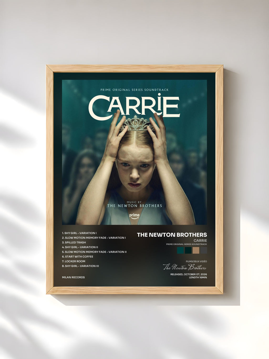 #bois Tableau de l'album Carrie (Prime Original Series Soundtrack) de The Newton Brothers, cadre en bois brut, imprimé et encadré en France