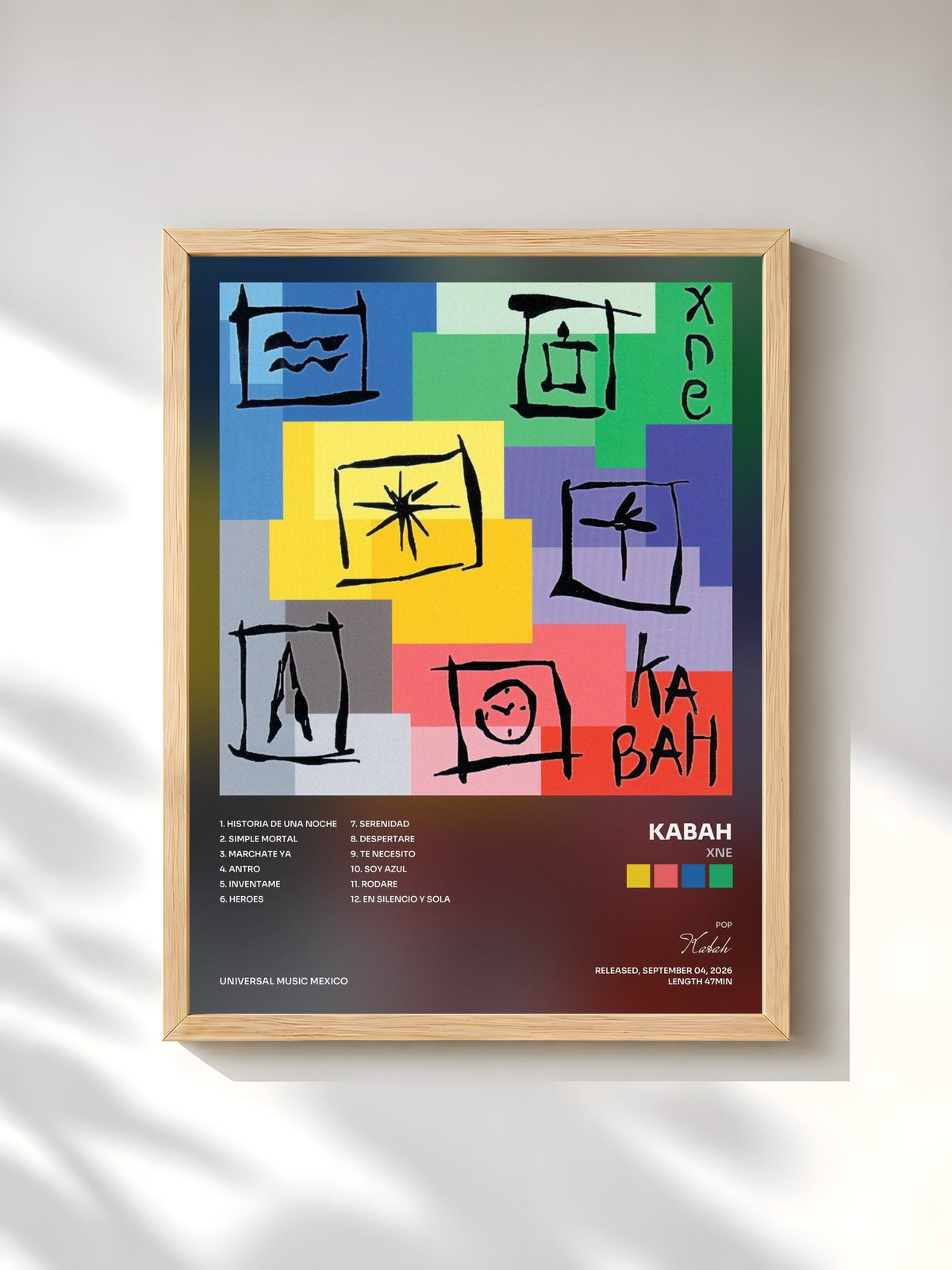 #bois Tableau de l'album Xne de Kabah, cadre en bois brut, imprimé et encadré en France