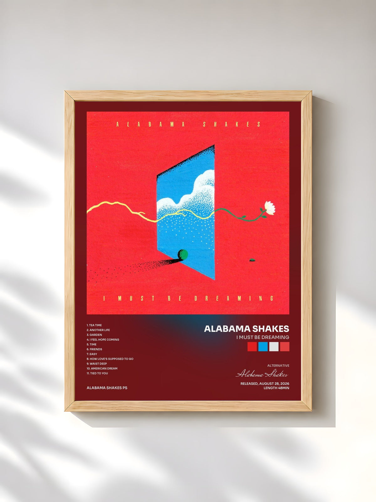 #bois Tableau de l'album I Must Be Dreaming de Alabama Shakes, cadre en bois brut, imprimé et encadré en France