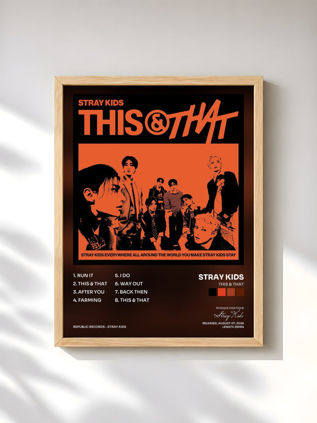 #bois Tableau de l'album THIS & THAT de Stray Kids, cadre en bois brut, imprimé et encadré en France