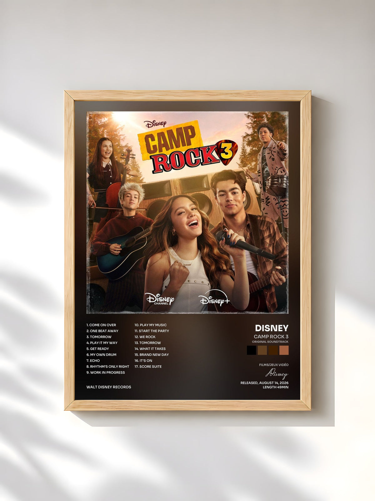 #bois Tableau de l'album Camp Rock 3 (Original Soundtrack) de Disney, cadre en bois brut, imprimé et encadré en France