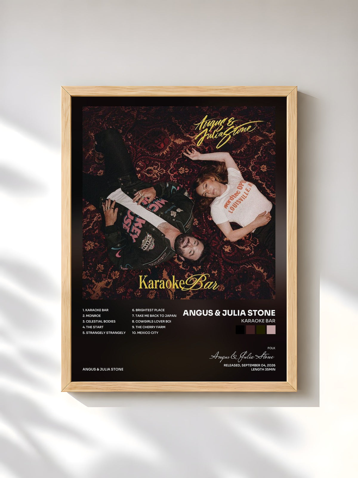 #bois Tableau de l'album Karaoke Bar de Angus & Julia Stone, cadre en bois brut, imprimé et encadré en France