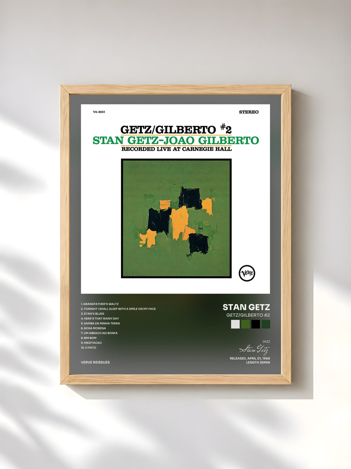 #bois Tableau de l'album Getz/Gilberto #2 de Stan Getz, cadre en bois brut, imprimé et encadré en France