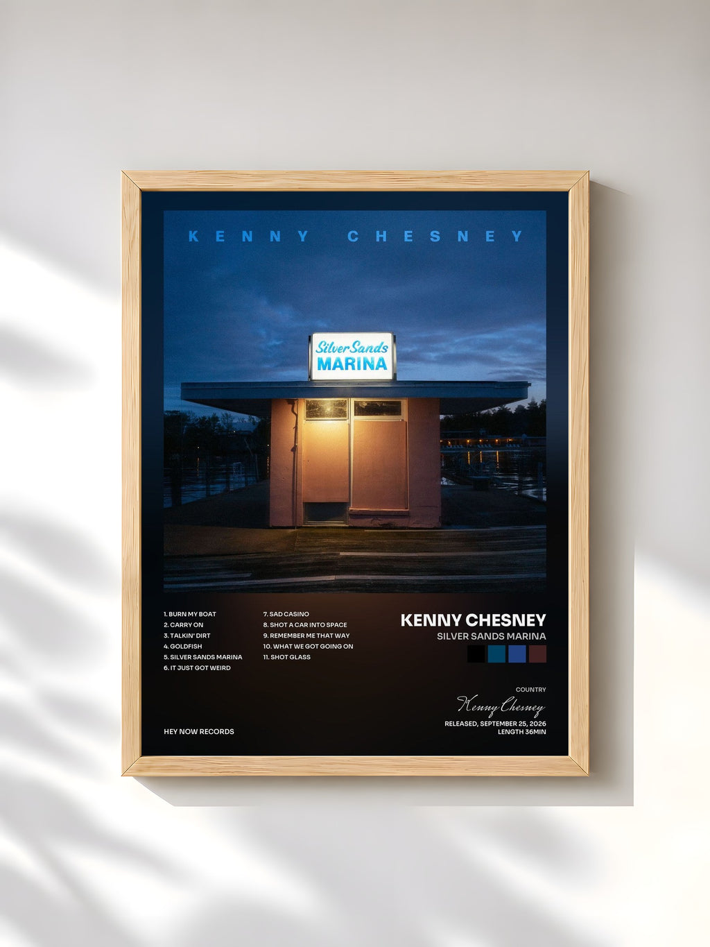 #bois Tableau de l'album Silver Sands Marina de Kenny Chesney, cadre en bois brut, imprimé et encadré en France