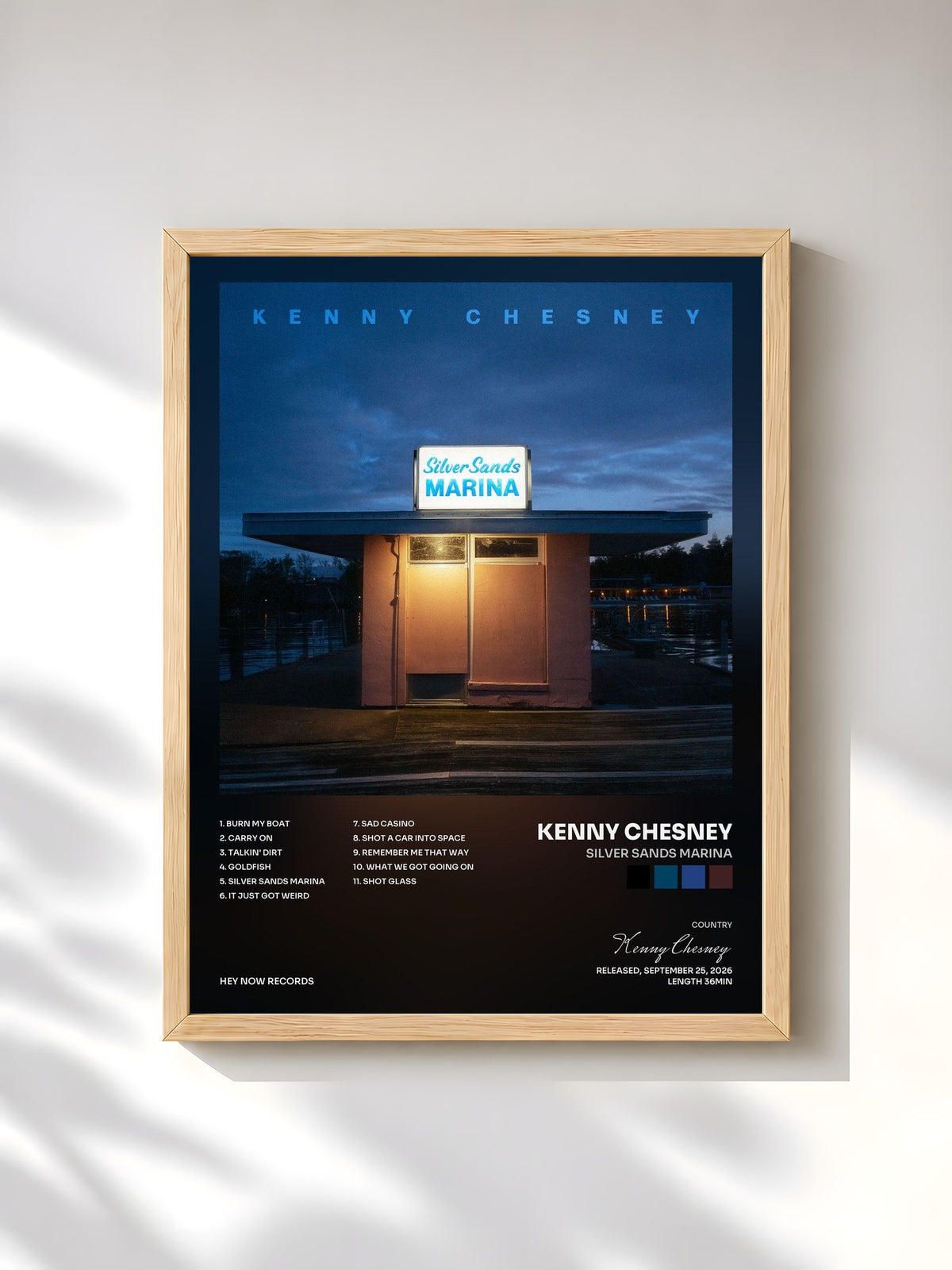 #bois Tableau de l'album Silver Sands Marina de Kenny Chesney, cadre en bois brut, imprimé et encadré en France