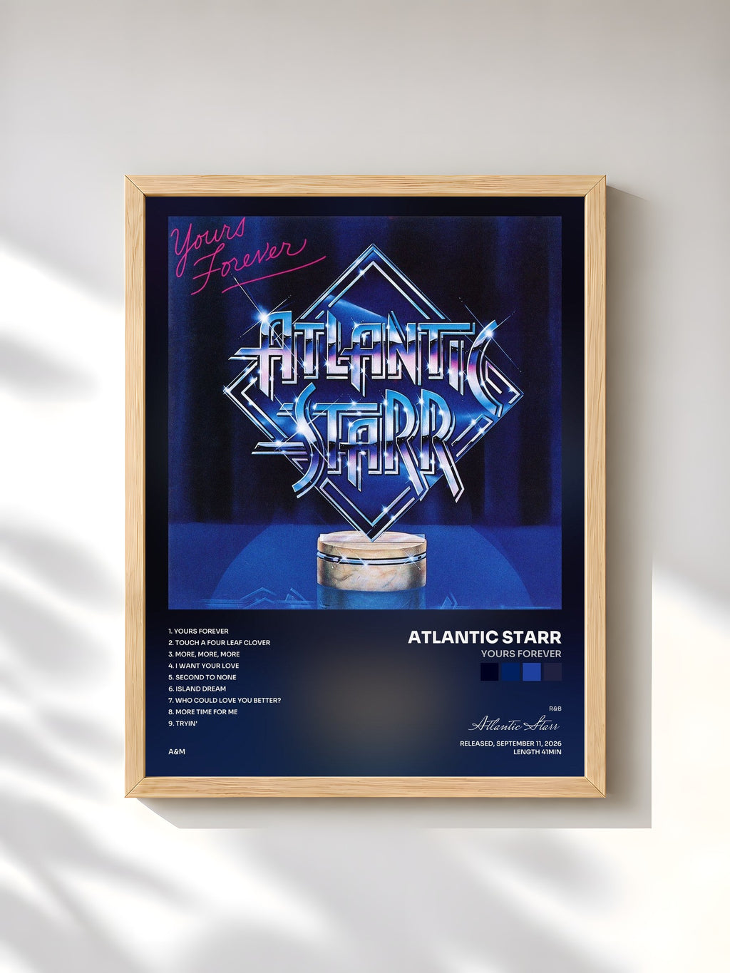 #bois Tableau de l'album Yours Forever de Atlantic Starr, cadre en bois brut, imprimé et encadré en France
