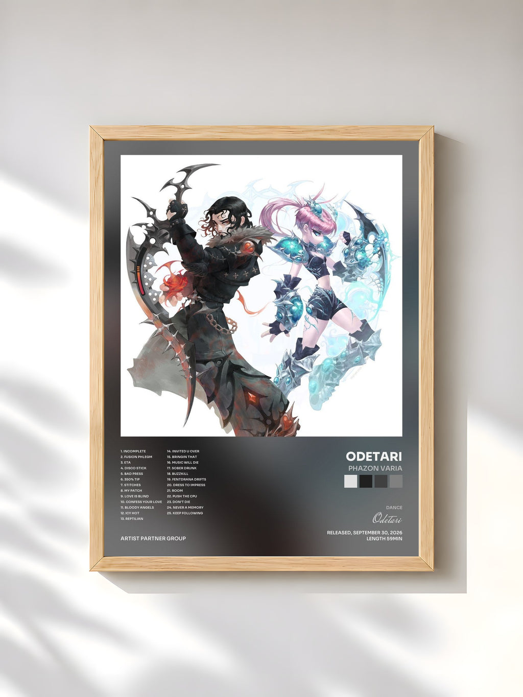 #bois Tableau de l'album PHAZON VARIA de Odetari, cadre en bois brut, imprimé et encadré en France