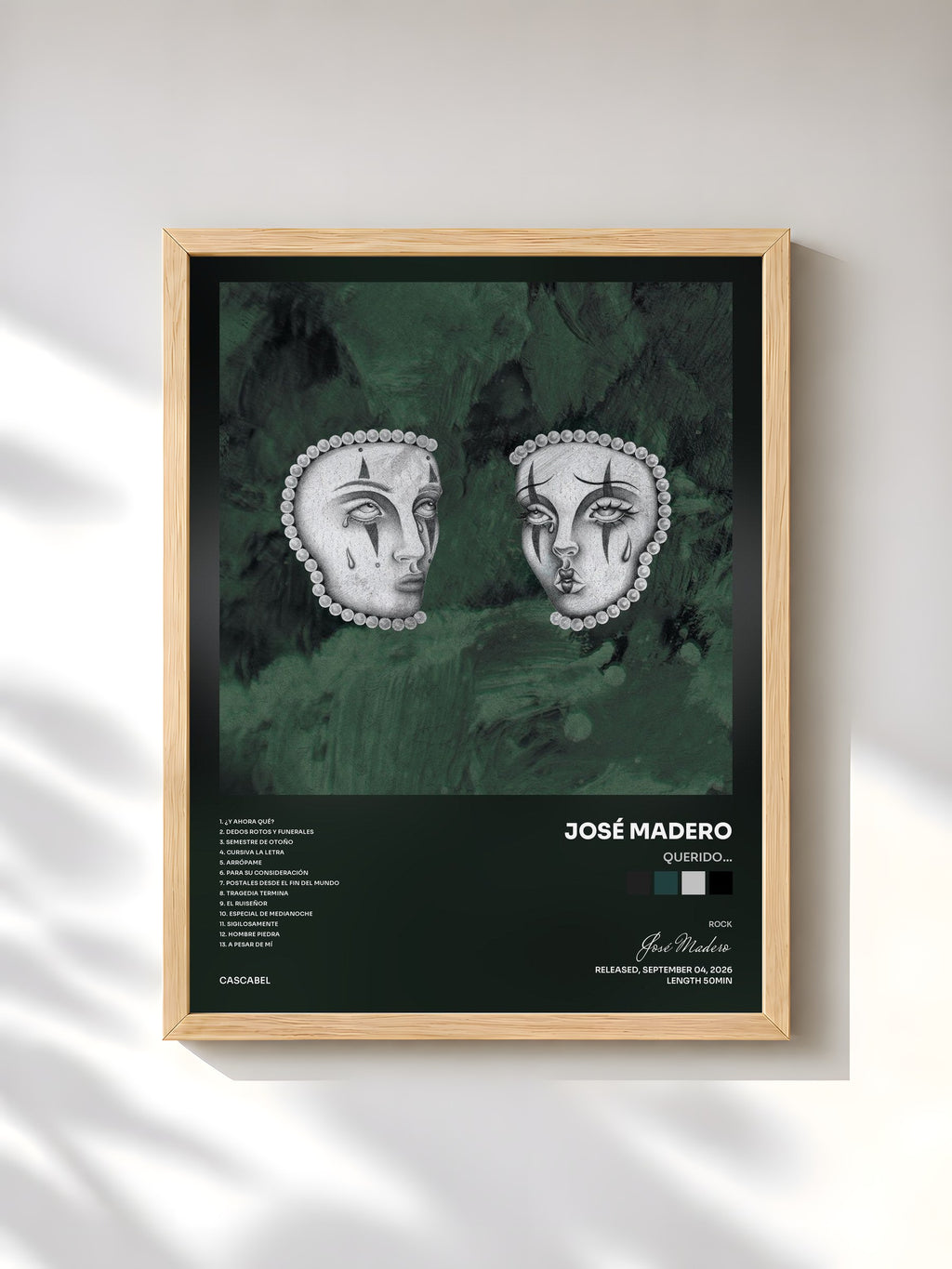 #bois Tableau de l'album Querido… de José Madero, cadre en bois brut, imprimé et encadré en France
