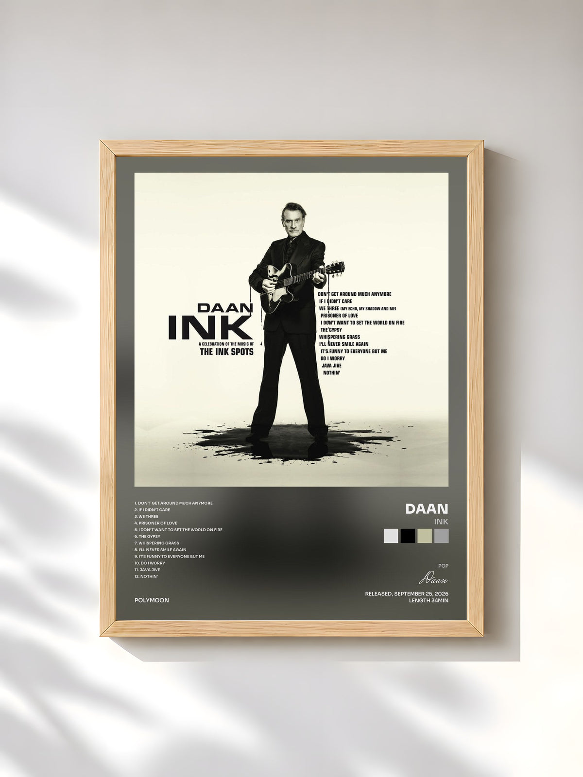 #bois Tableau de l'album INK de Daan, cadre en bois brut, imprimé et encadré en France