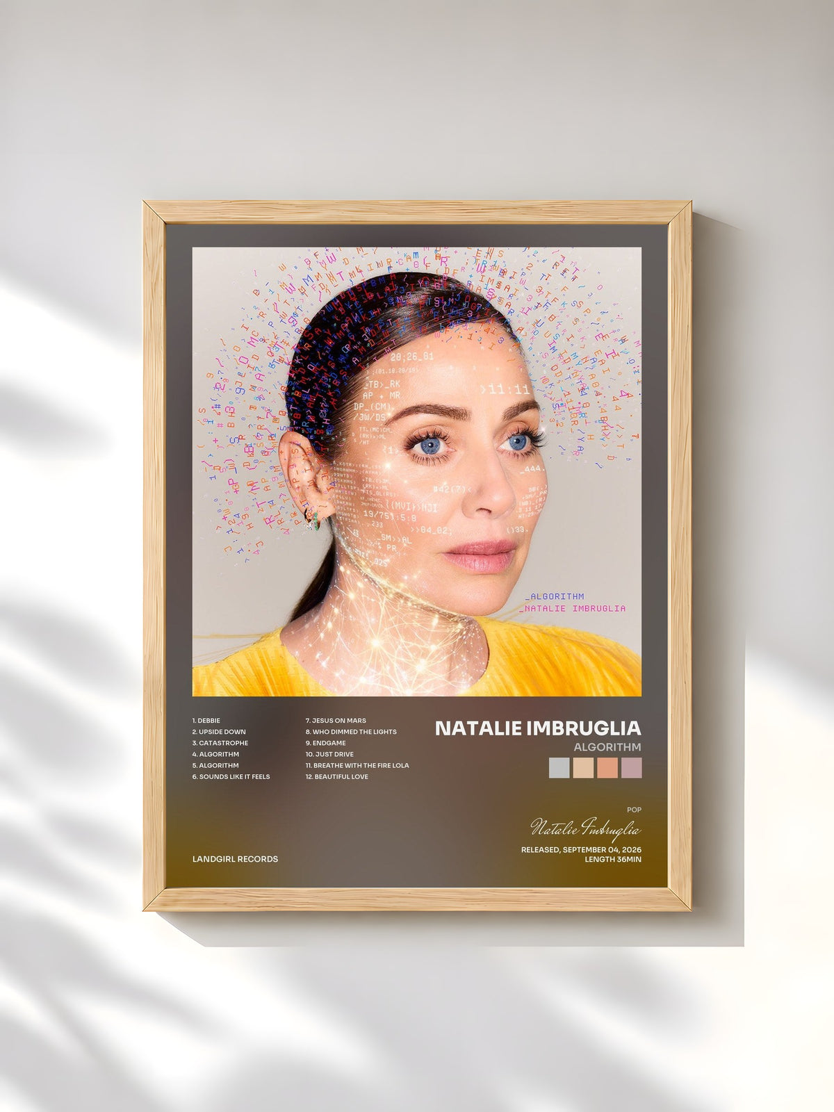 #bois Tableau de l'album Algorithm de Natalie Imbruglia, cadre en bois brut, imprimé et encadré en France