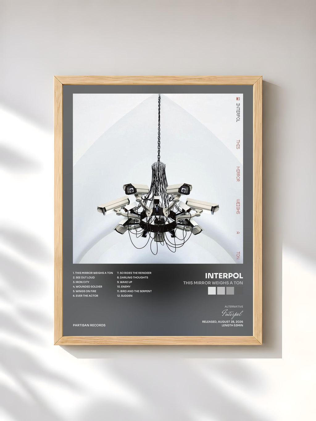 #bois Tableau de l'album This Mirror Weighs a Ton de Interpol, cadre en bois brut, imprimé et encadré en France
