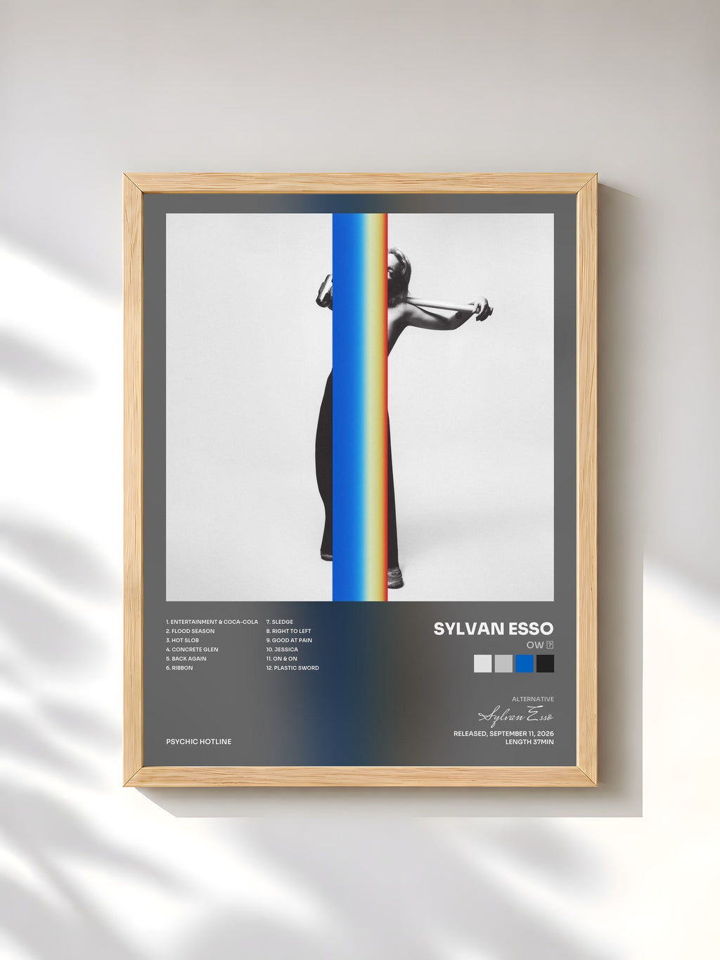 #bois Tableau de l'album Ow ∞ de Sylvan Esso, cadre en bois brut, imprimé et encadré en France
