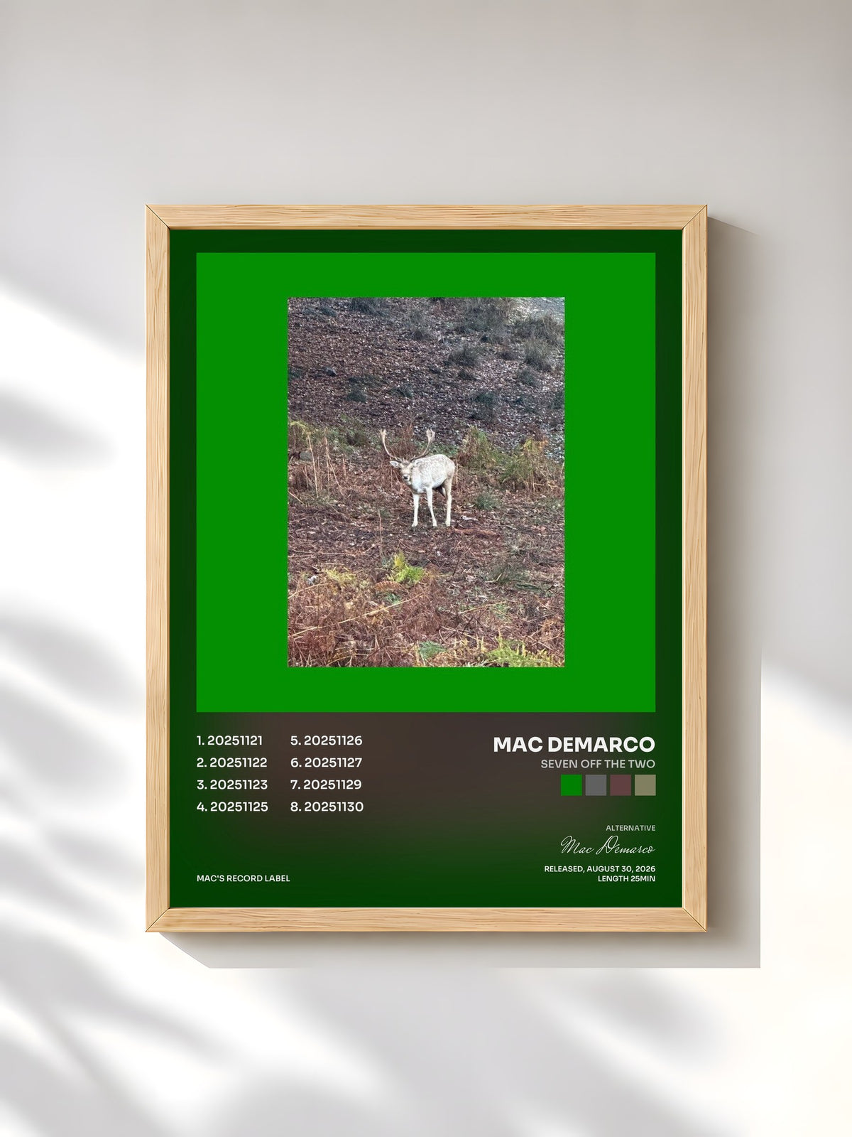 #bois Tableau de l'album Seven Off The Two de Mac Demarco, cadre en bois brut, imprimé et encadré en France