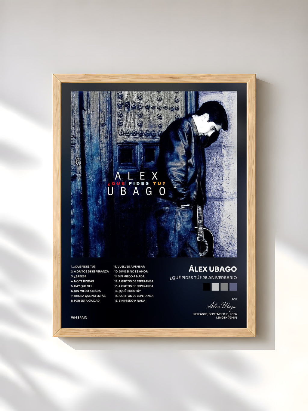 #bois Tableau de l'album ¿Qué pides tú? 25 Aniversario de Álex Ubago, cadre en bois brut, imprimé et encadré en France